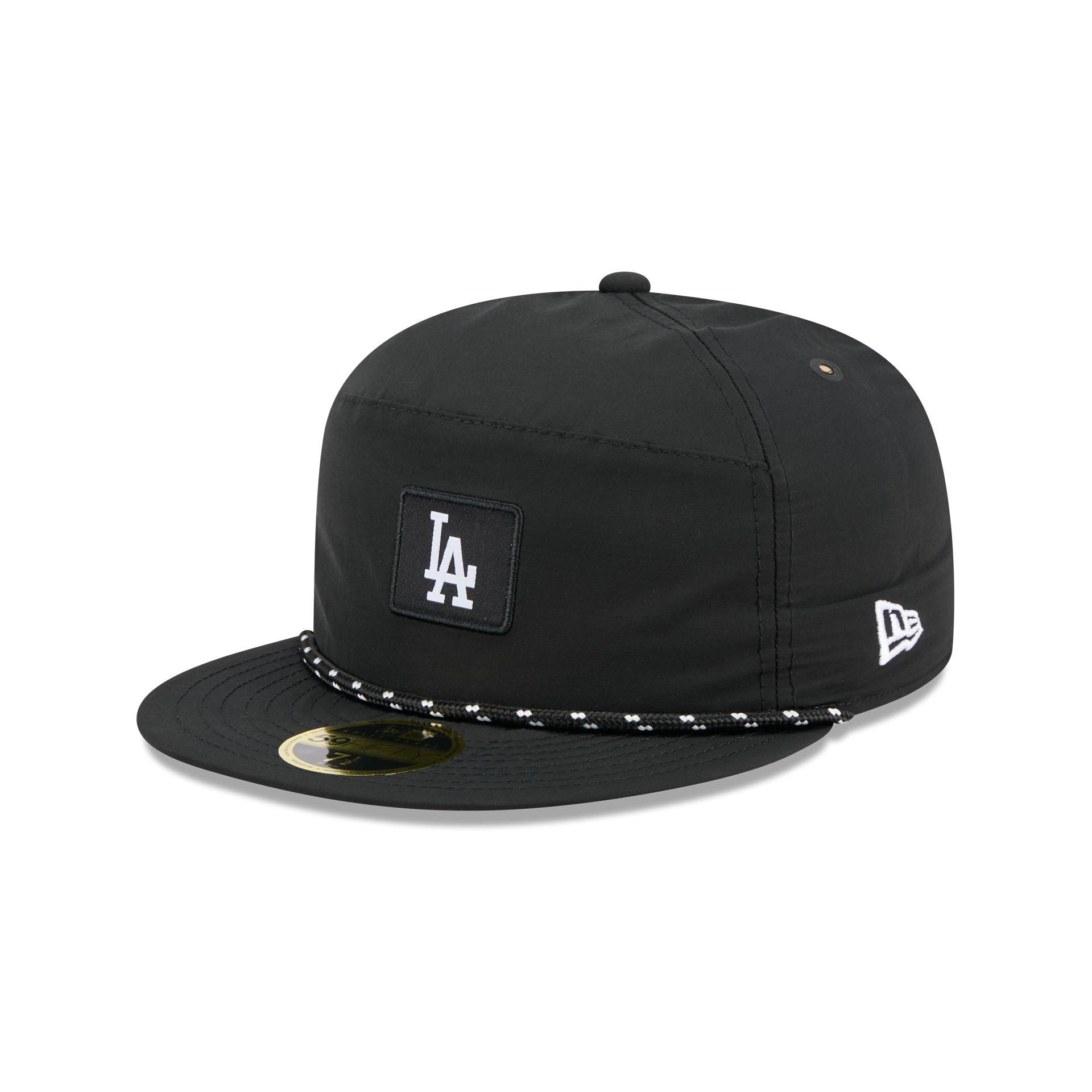 Los Angeles Dodgers Black Poly Rope Split Panel 59FIFTY Fitted Hat Male Product Image