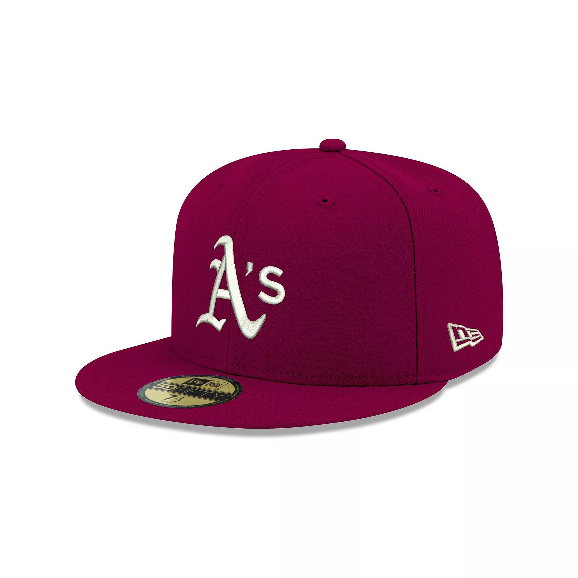 Men's New Era Cardinal Oakland Athletics Logo White 59FIFTY Fitted Hat, Size: 7, Red Product Image
