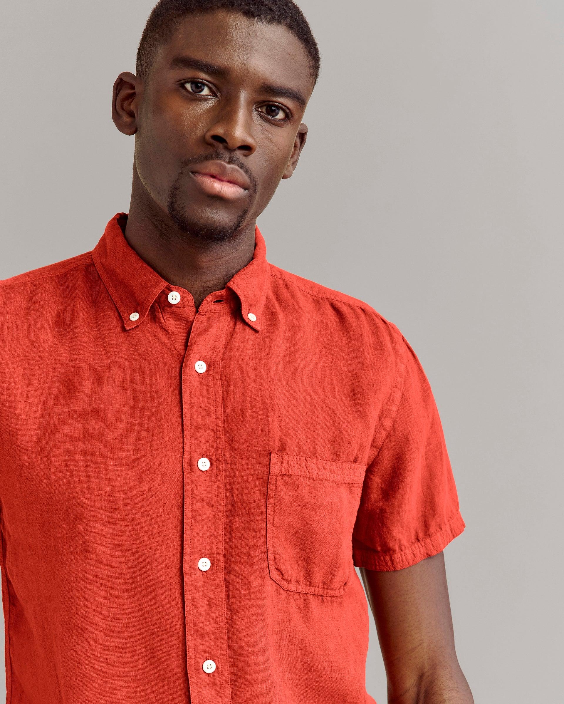 Short Sleeve Linen Tuscumbia Shirt Button Down -  Product Image