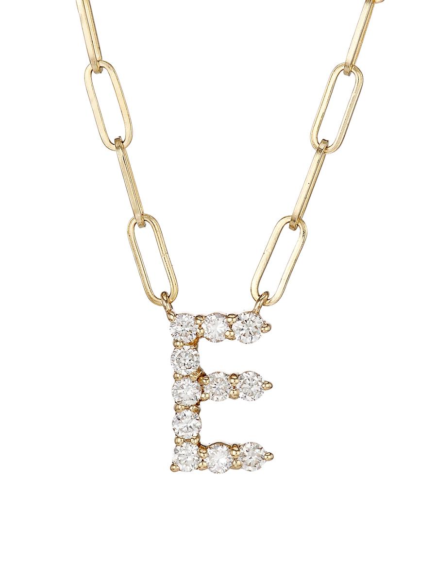 Womens 14K Yellow Gold & 0.40 TCW Diamond Large Initial Pendant Necklace Product Image