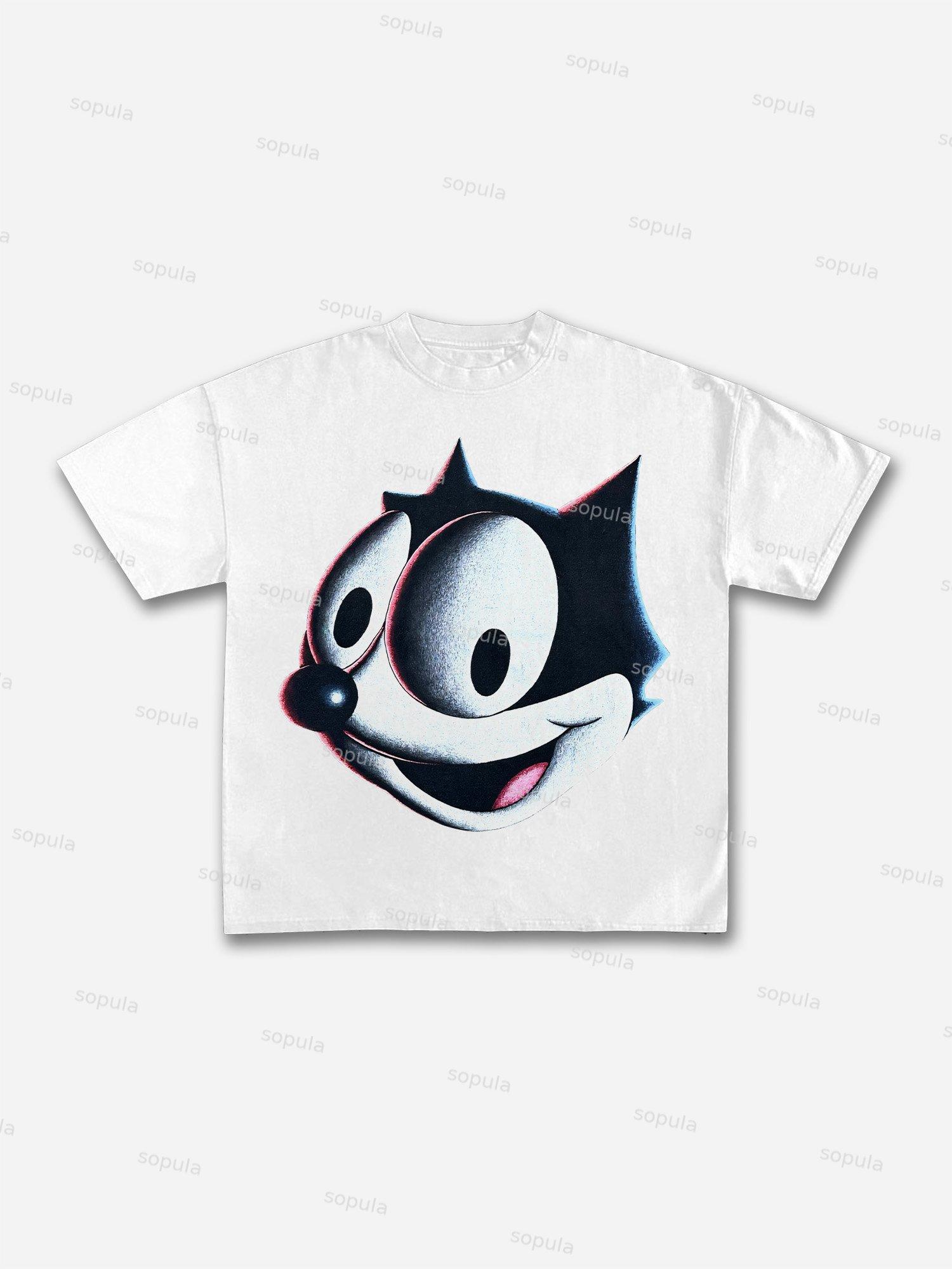 Felix The Cat Cartoon Graphic Print Cotton T-shirt Product Image
