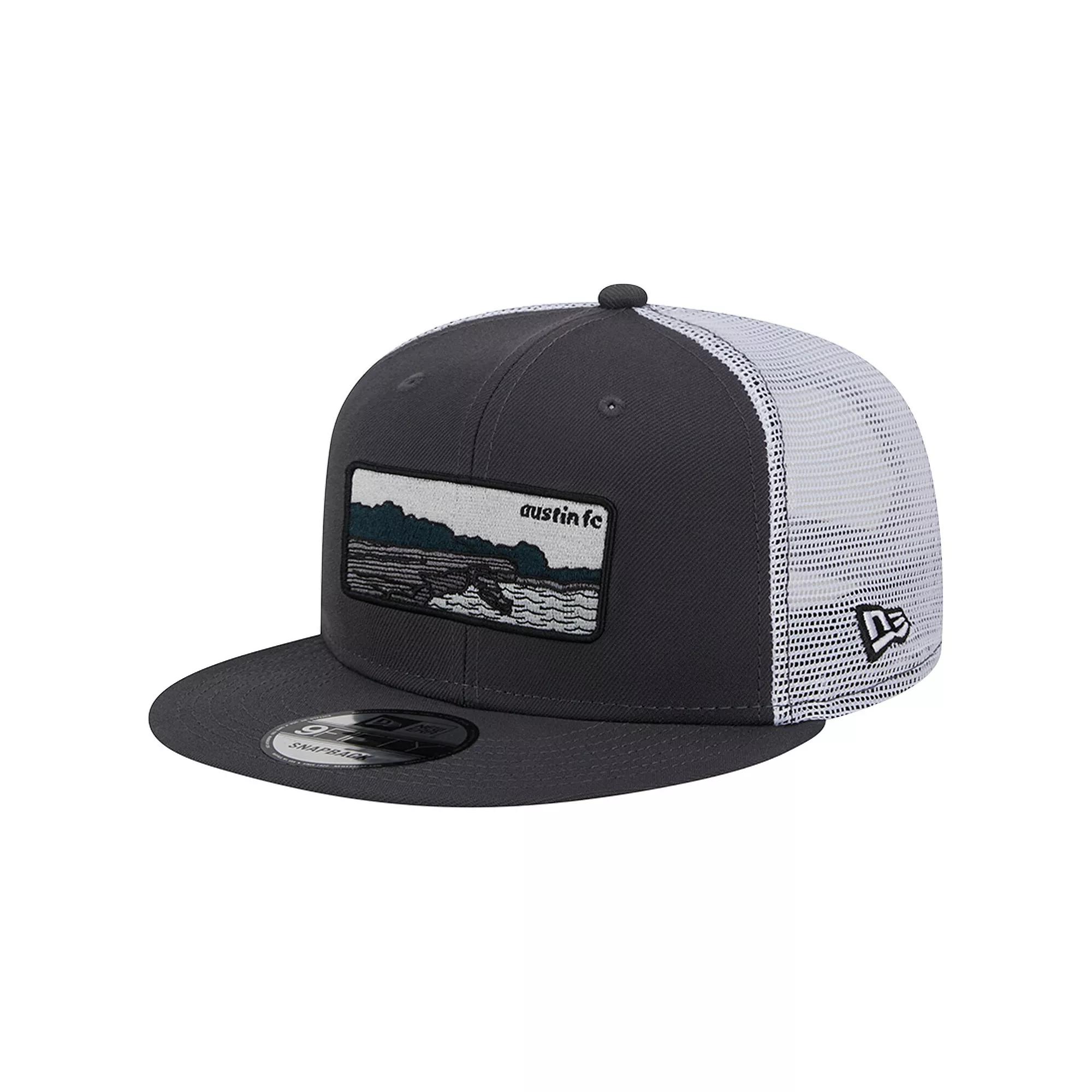 Men's New Era Black/White Austin FC Outdoor Trucker 9FIFTY Snapback Hat, Afc Black Product Image
