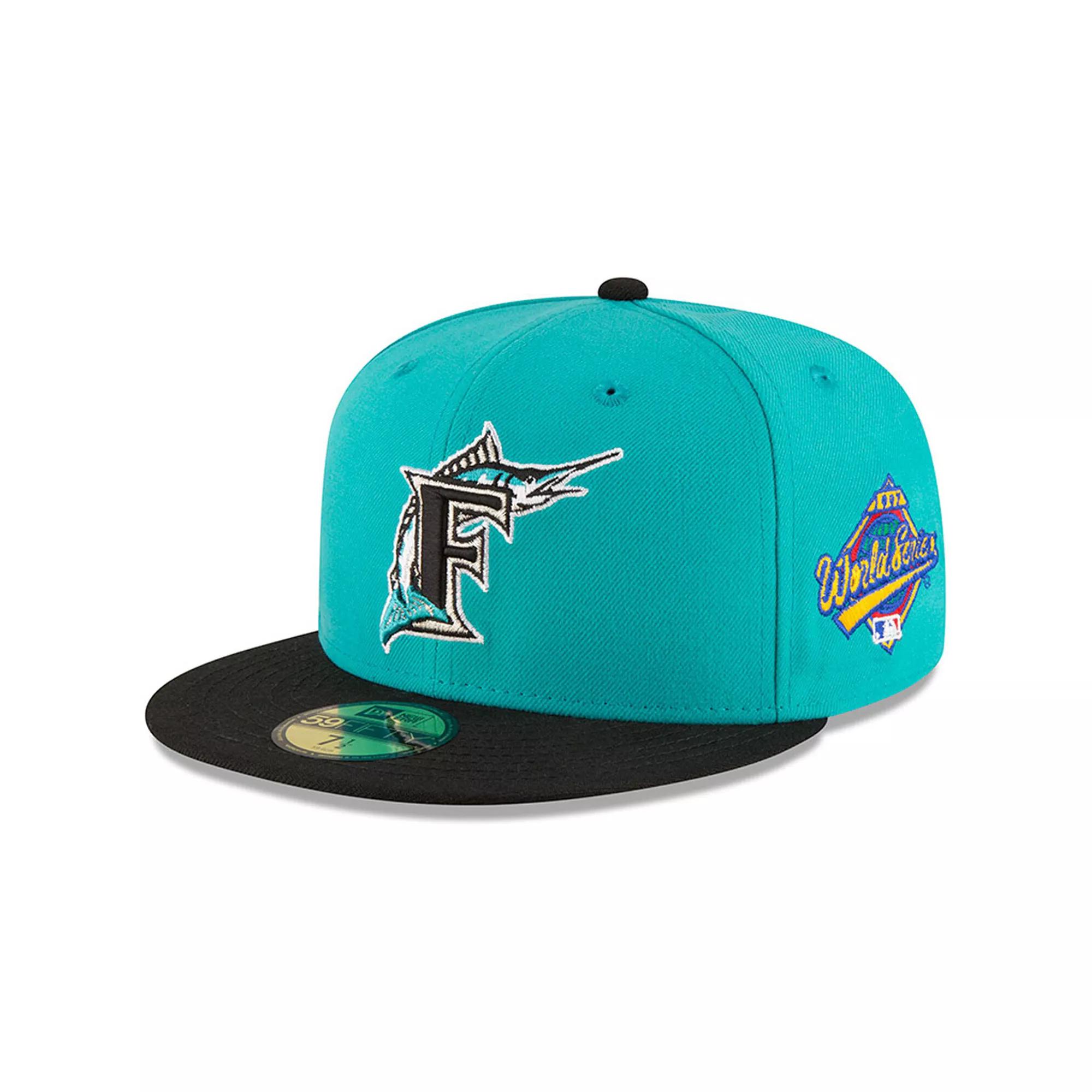 Men's New Era Aqua Florida Marlins World Series Wool 59FIFTY Fitted Hat, Size: 7 5/8, Mlb Turquoise A Product Image