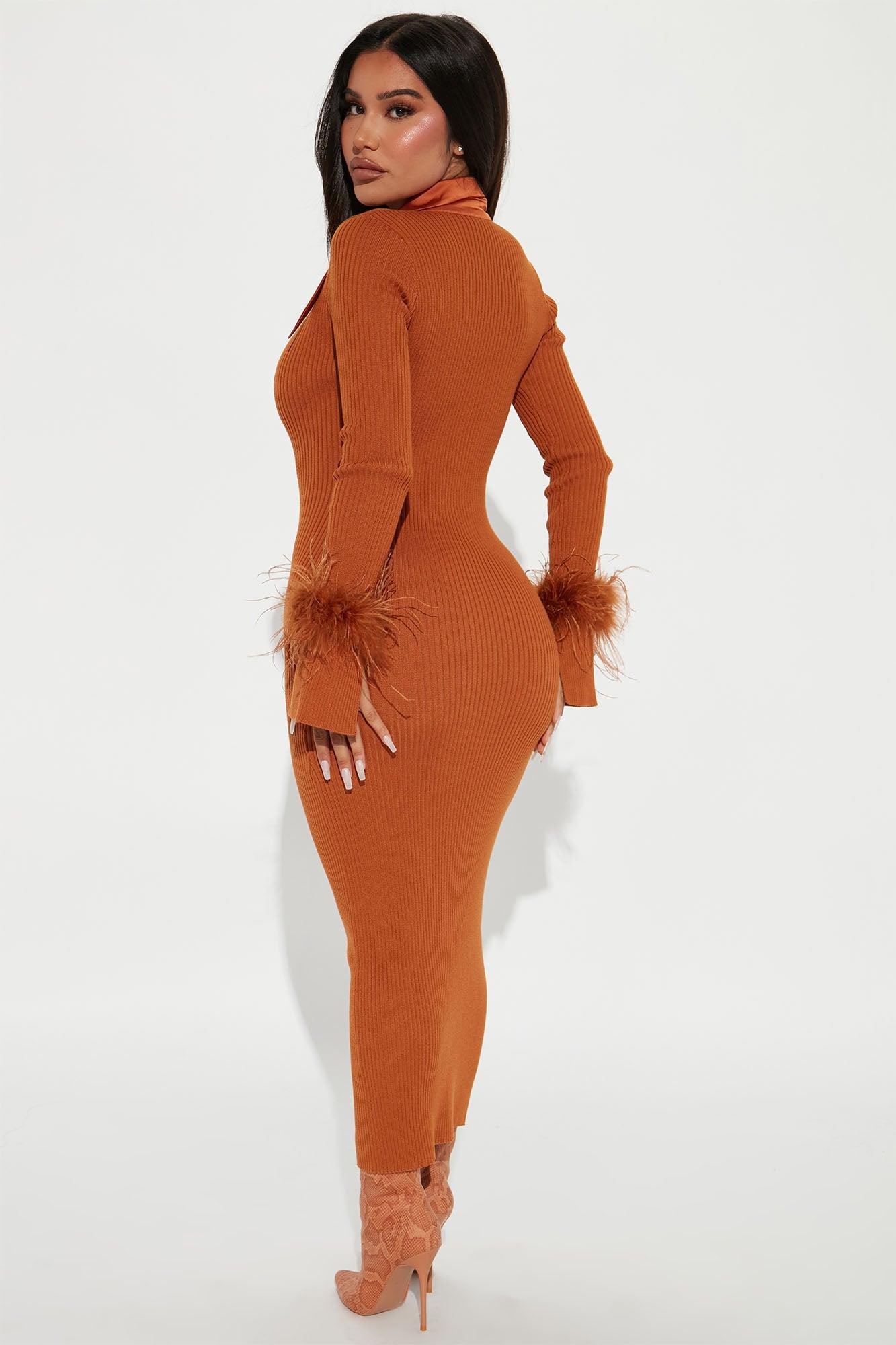 Raelynn Sweater Midi Dress - Rust Product Image