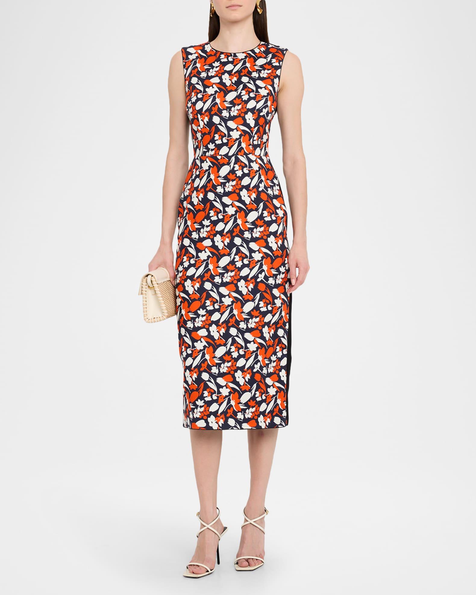 Sleeveless Floral-Print Bodycon Midi Dress Product Image
