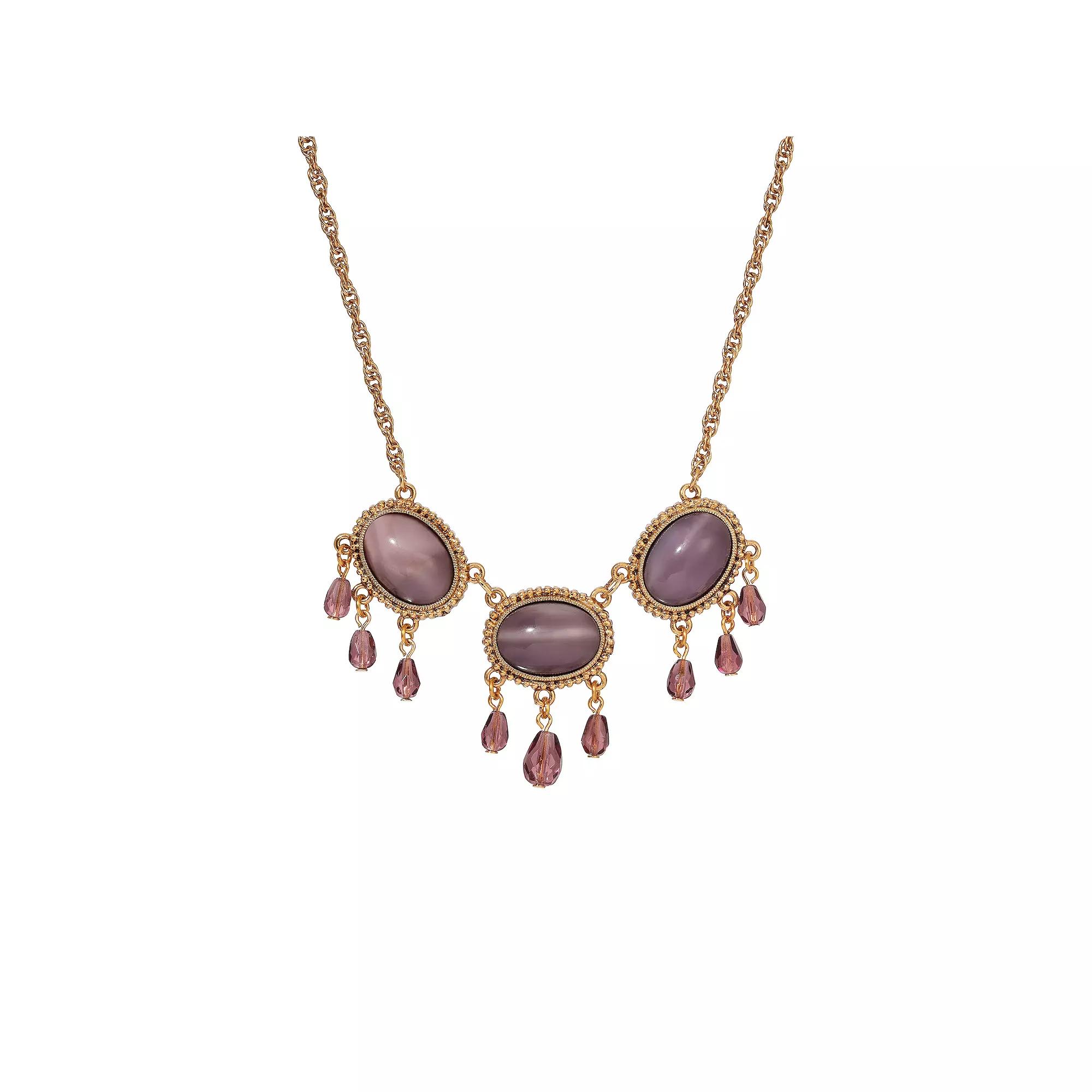 1928 Gold Purple Multi Drop Pendant Necklace, Womens Product Image