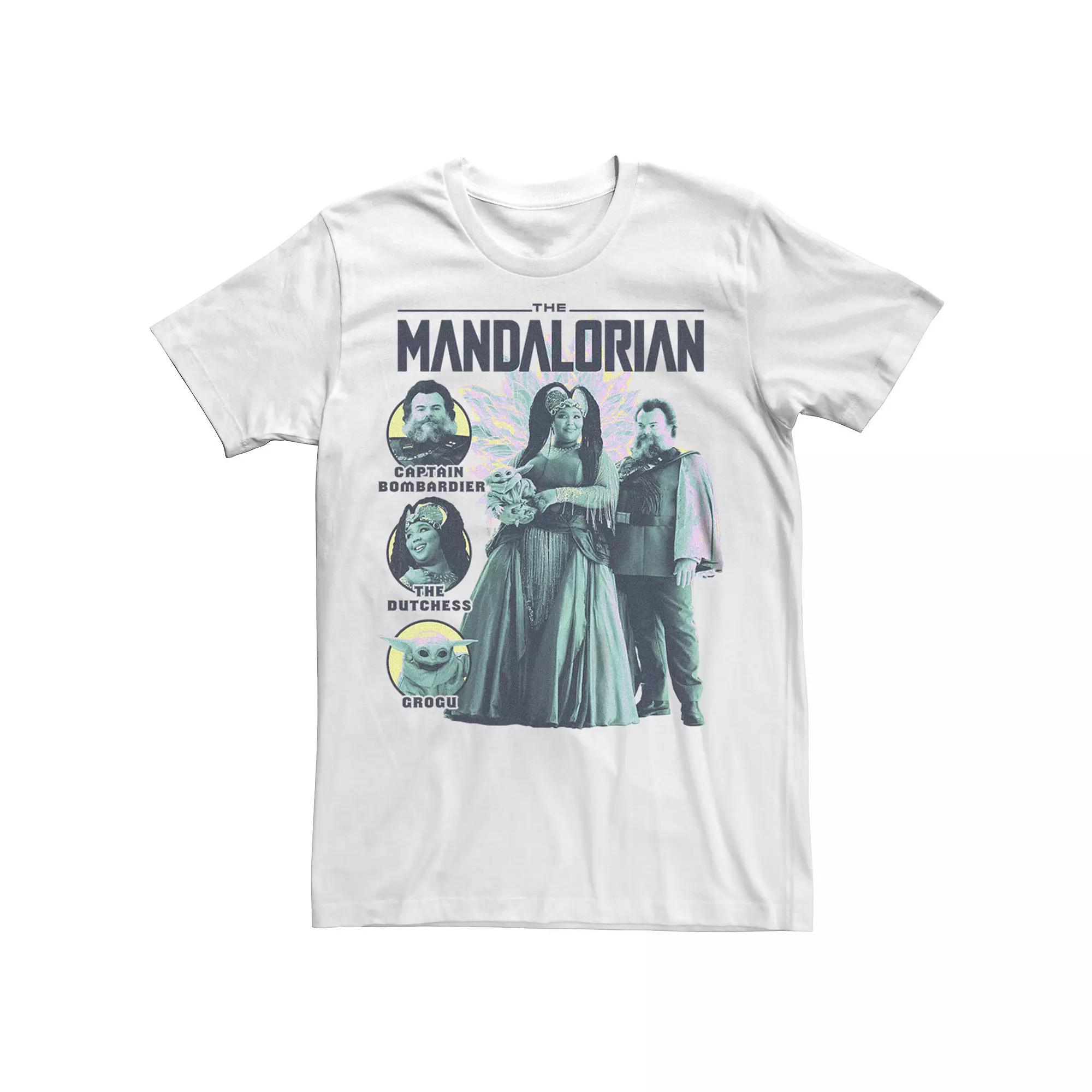 Men's Star Wars The Mandalorian Captain Bombardier Dutchess Grogu Graphic Tee, Size: Large, White Product Image