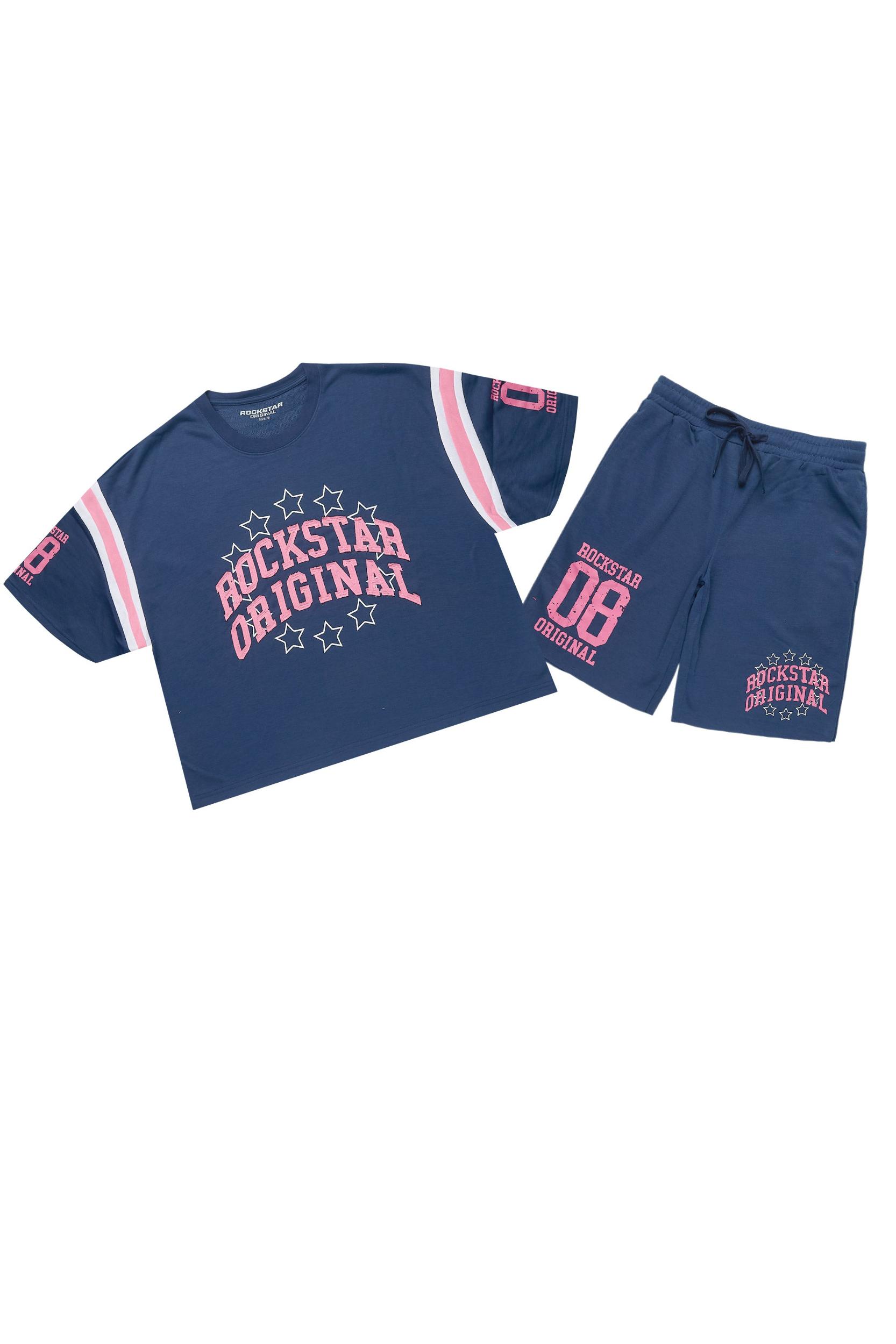 Ronnica Navy T-Shirt Short Set Female Product Image