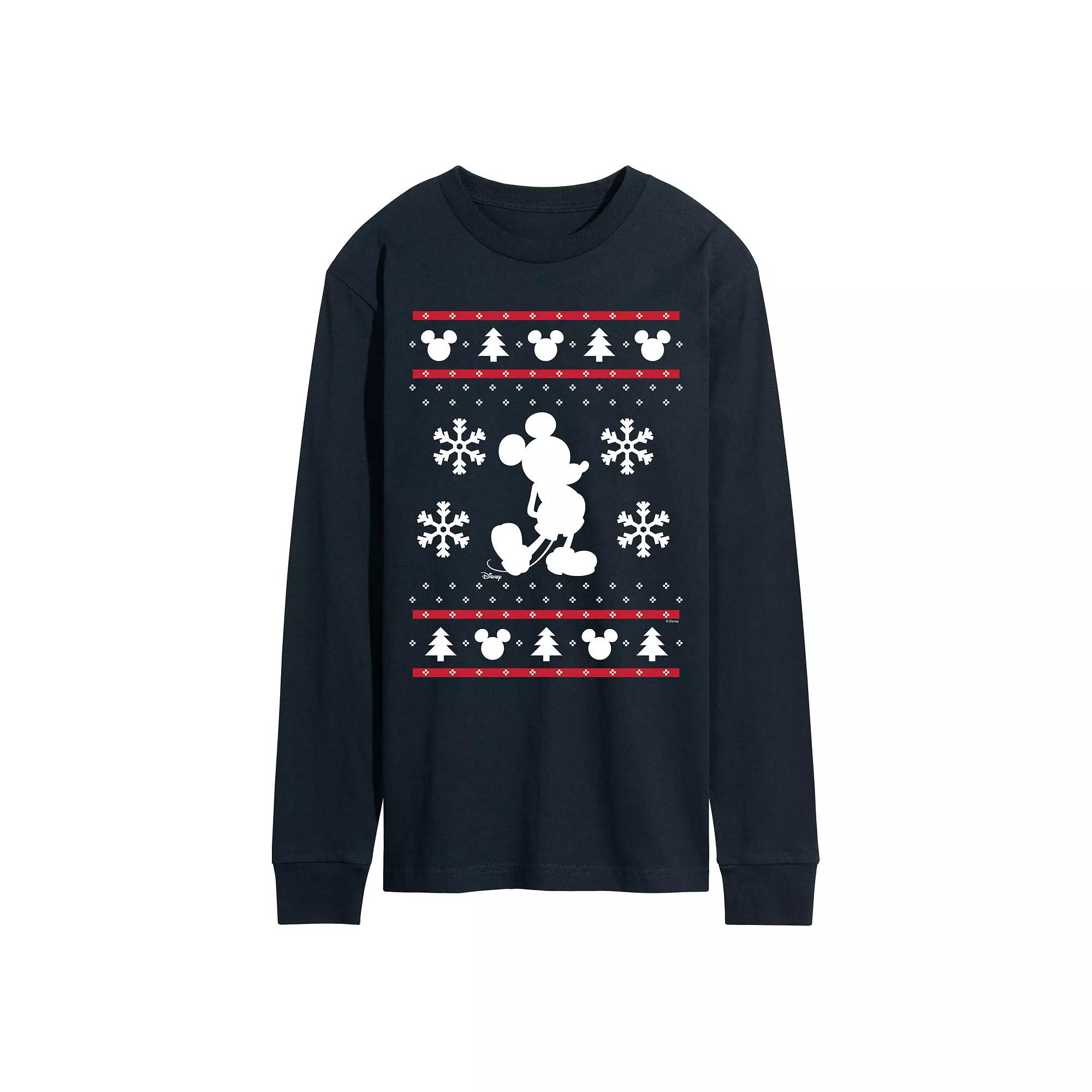 Men's Disney's Mickey Mouse Christmas Graphic Long Sleeve Graphic Tee,  Product Image