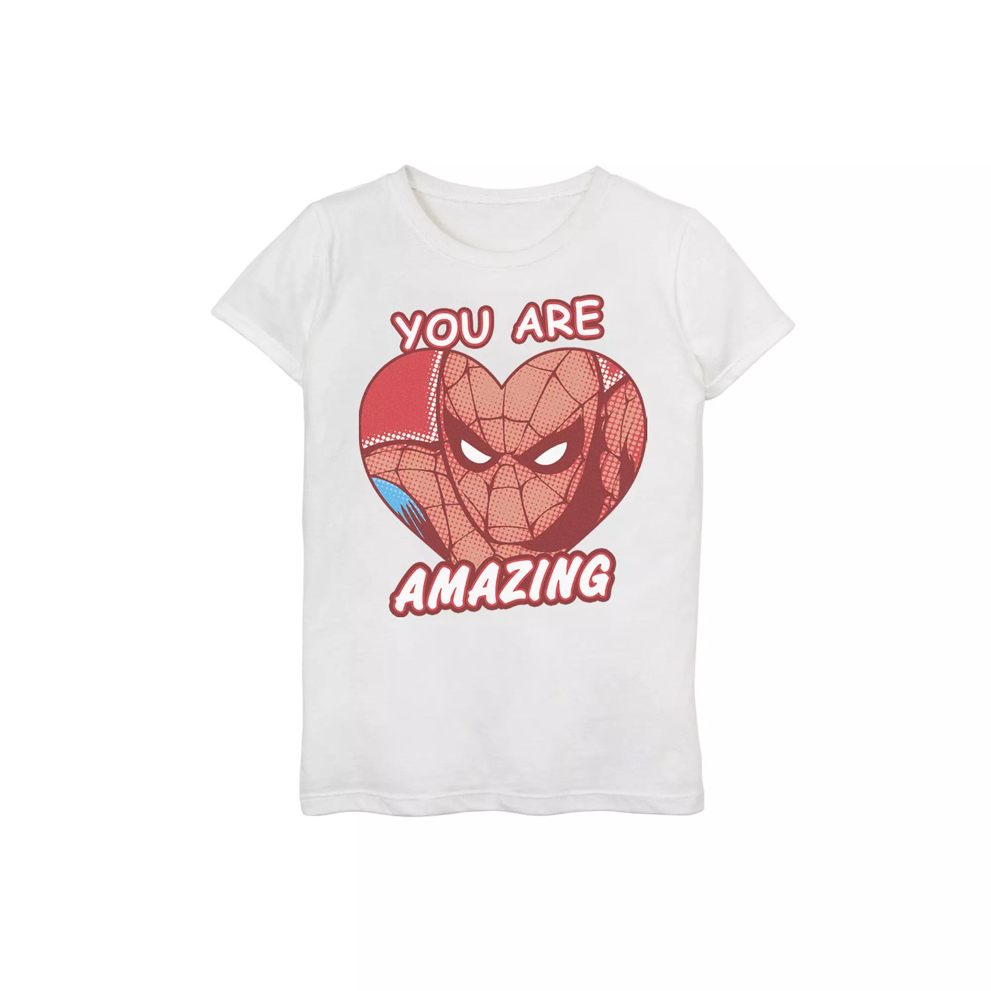 Girls 7-16 Marvel Spider-Man You Are Amazing Heart Shaped Portrait Graphic Tee, Girl's,  Product Image