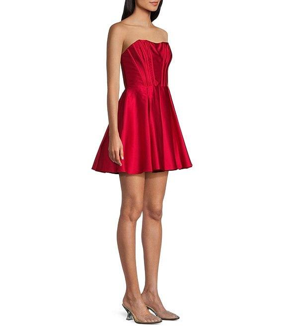 Blondie Nites Strapless Sleeveless Corset Satin Lamour Party Dress Product Image