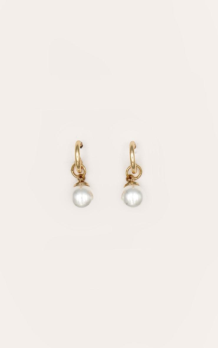 Dainty Mini Pearl Hoop Earrings Product Image
