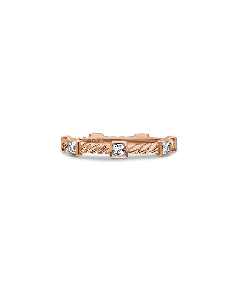 Womens Cable Collectibles Stations Stack Ring in 18K Rose Gold Product Image