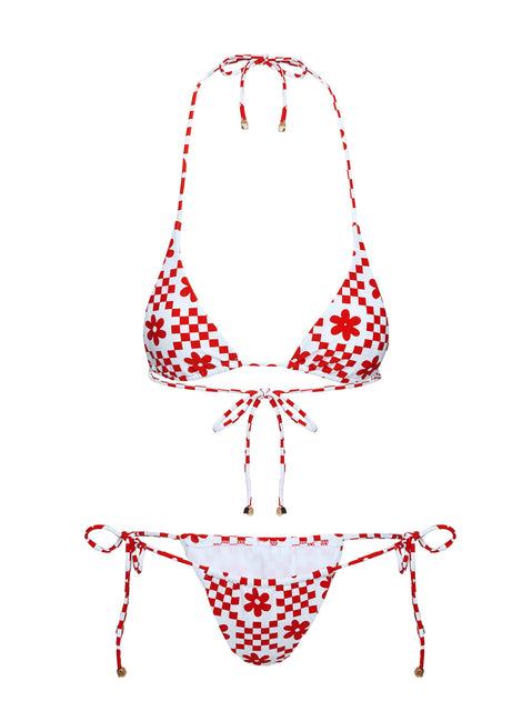 Jenner Triangle Bikini Top Red Check Product Image