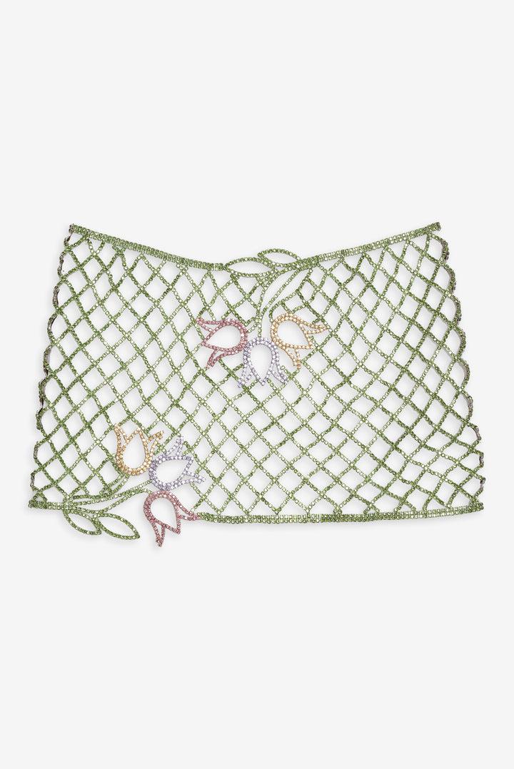 Tulip Grid Rhinestone Skirt — Green Product Image