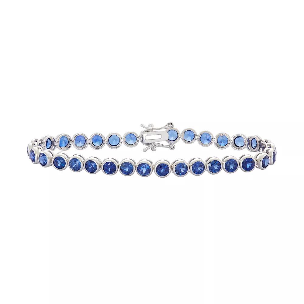 Designs by Gioelli Sterling Silver Lab-Created Sapphire Tennis Bracelet, Women's,  Product Image