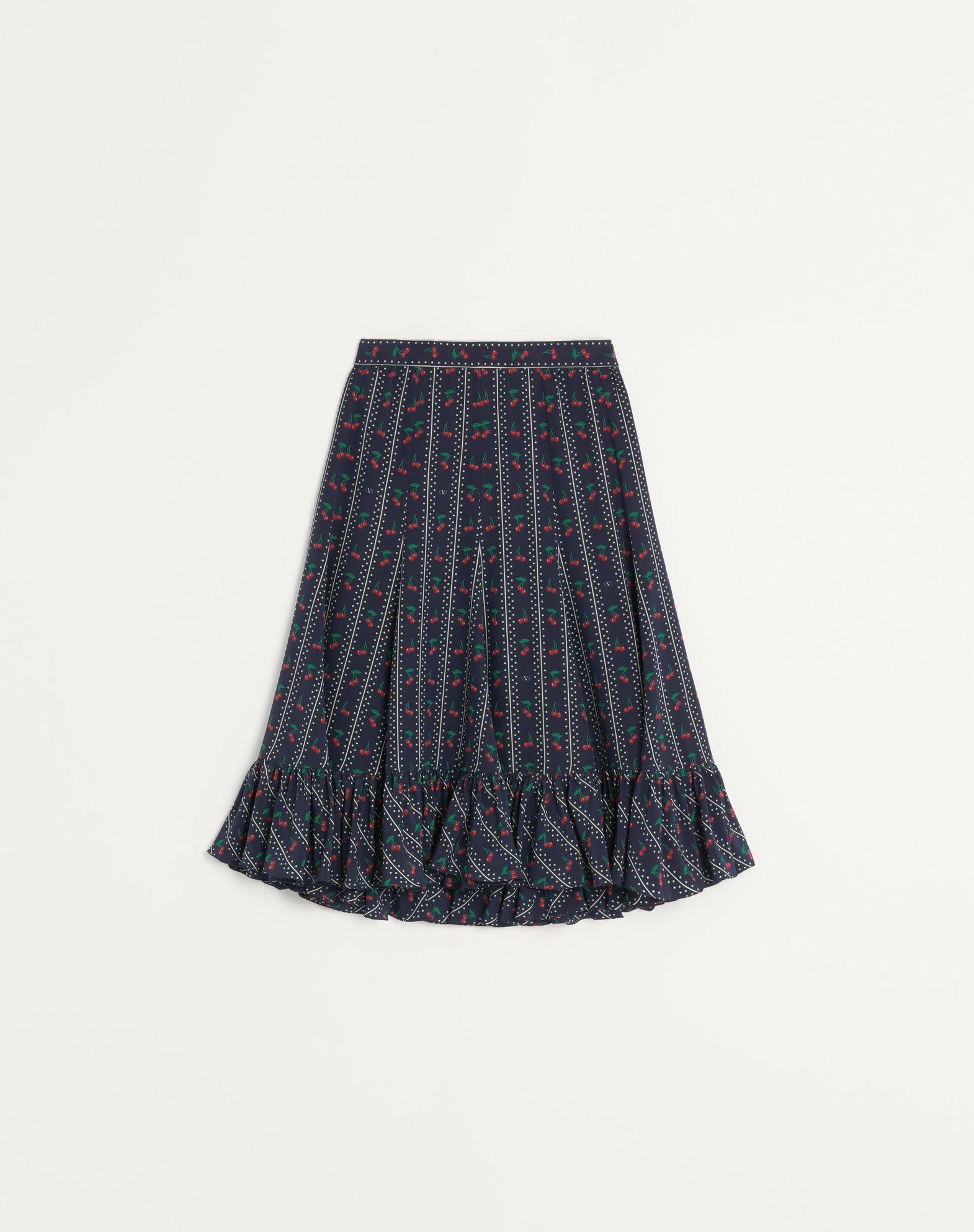 Crepe De Chine Midi Skirt With Cherryfic Print Product Image