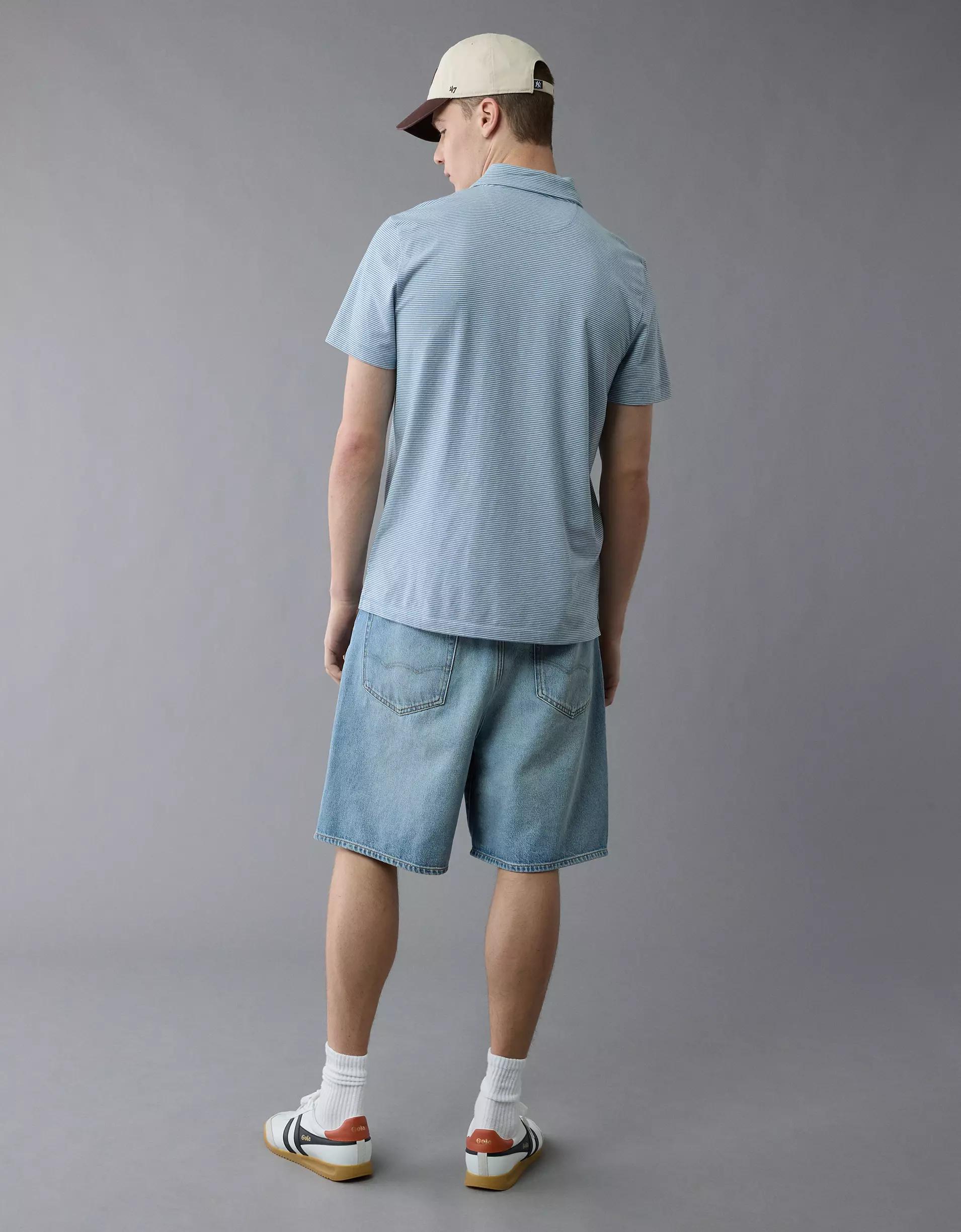 AE 24/7 Club Logo Striped Polo Shirt Product Image