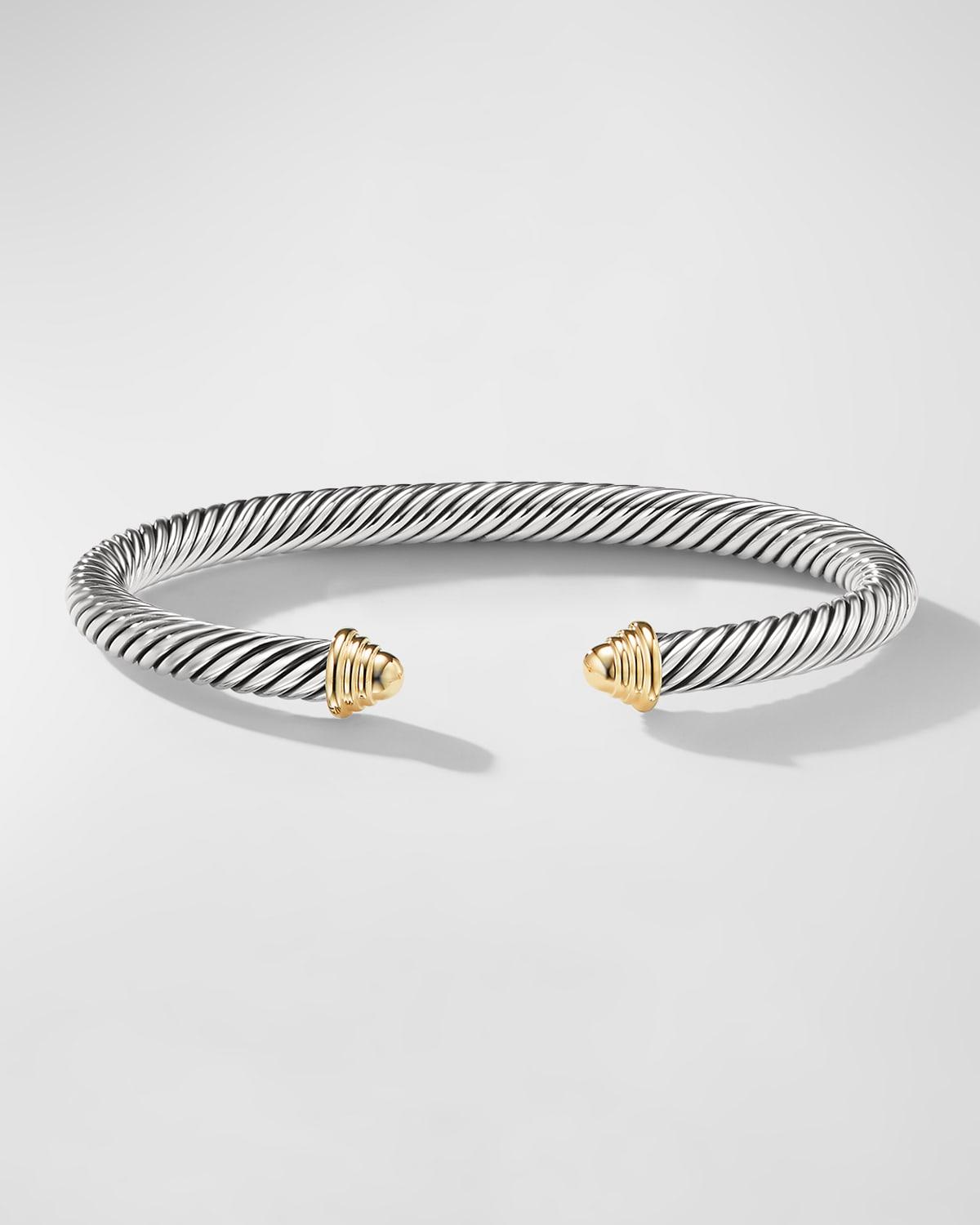 Cable Bracelet in Silver with 14K Gold, 5mm Product Image