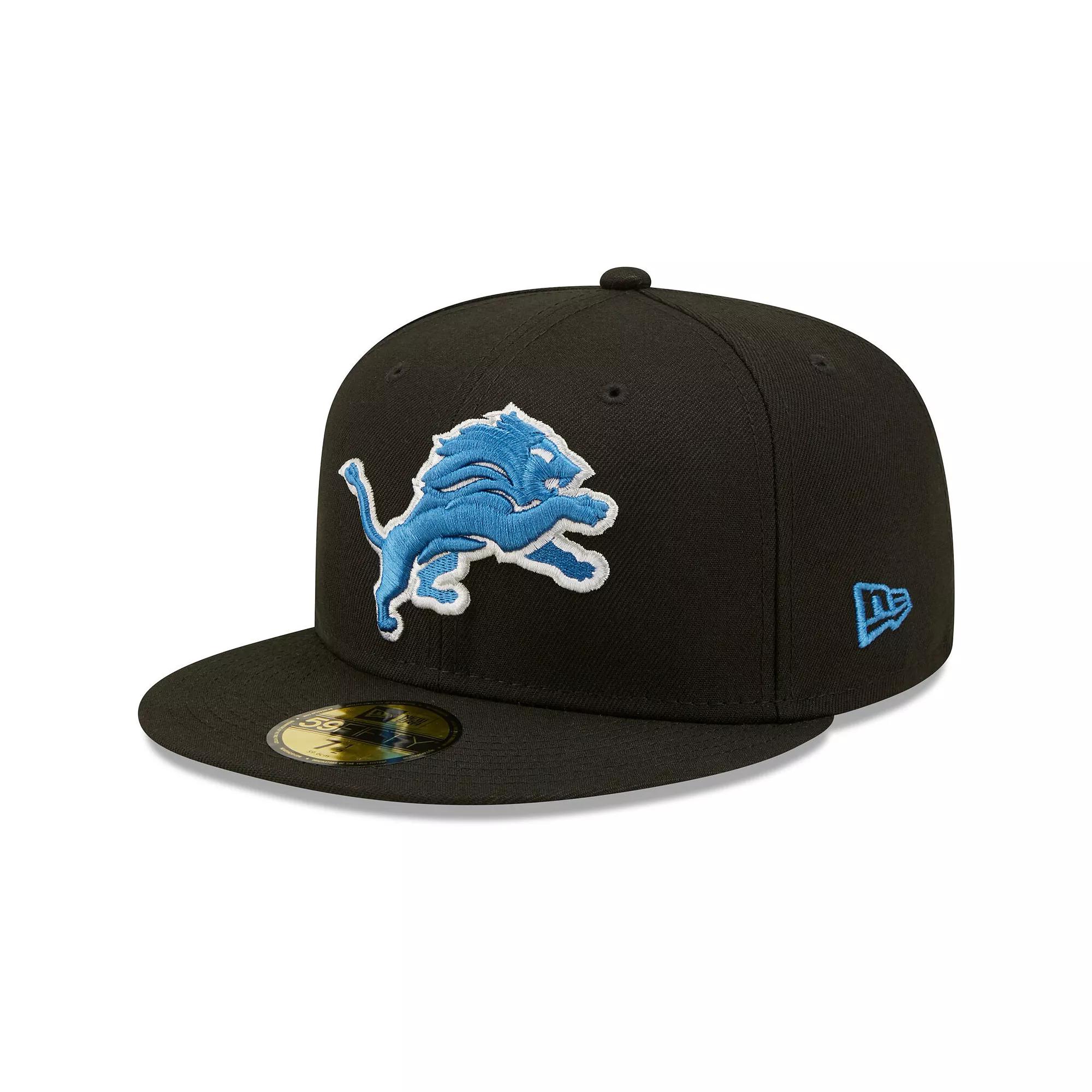 Men's New Era Black Detroit Lions Omaha 59FIFTY Fitted Hat, Size: 7 5/8 Product Image