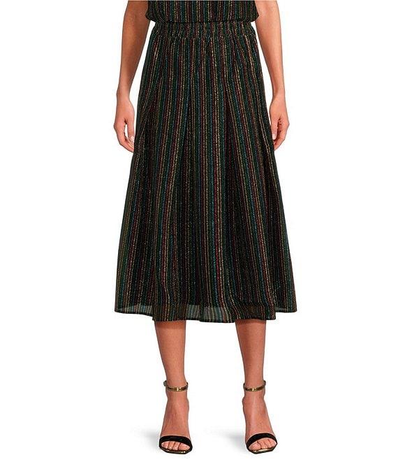 Buru Party Polka Dot Textured Pull-On Pocketed A-Line Coordinating Midi Skirt Product Image