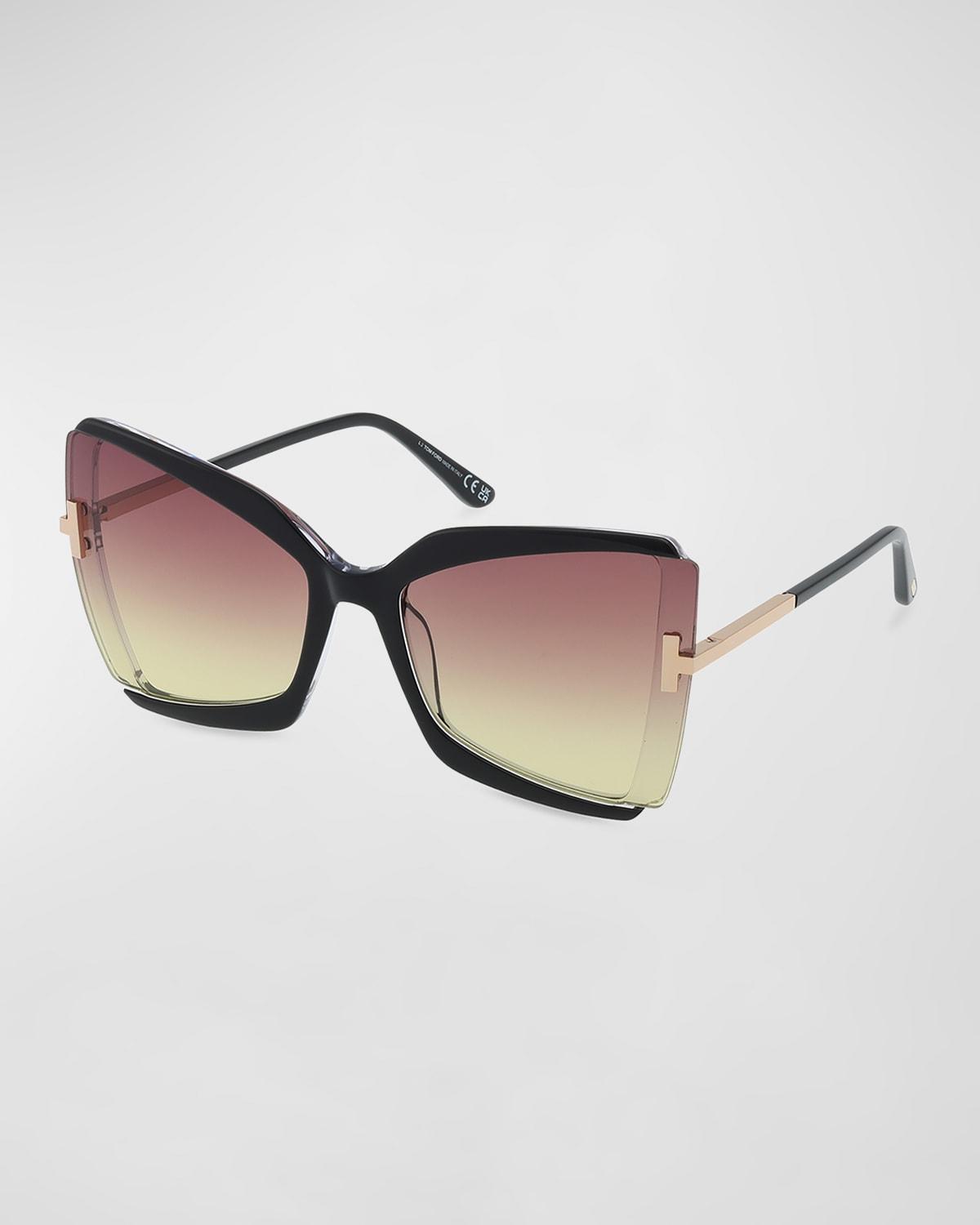 Gia Semi-Rimmed Acetate Butterfly Sunglasses Product Image
