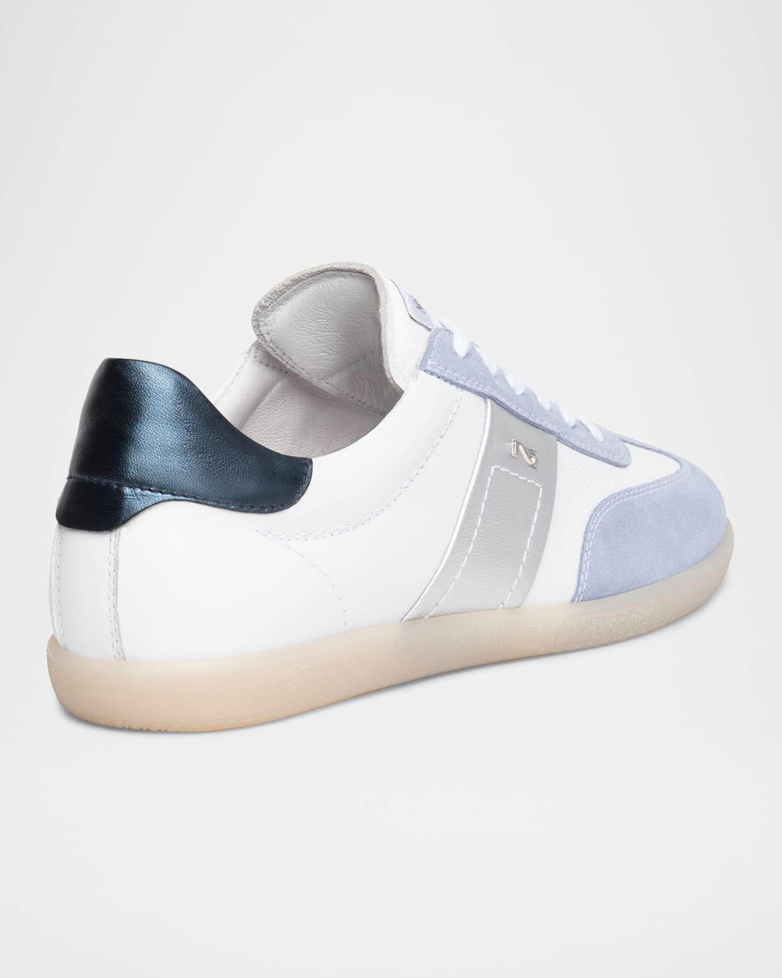 Mixed Leather Low-Top Tennis Sneakers Product Image