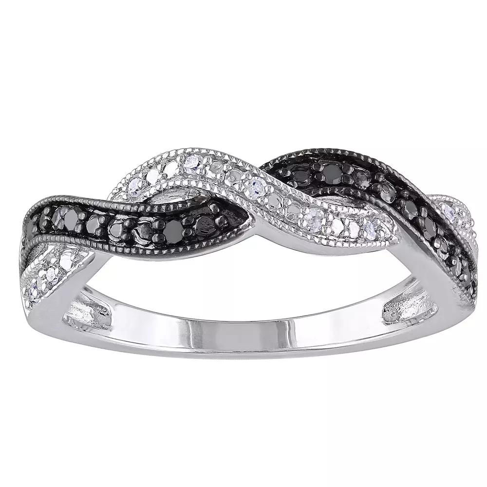 Stella Grace Sterling Silver 1/10 Carat T.W. Black & White Diamond Infinity Ring, Womens Product Image