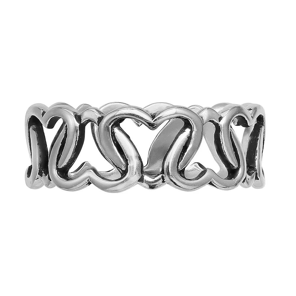 PRIMROSE Sterling Silver Interlocking Heart Ring, Women's, Size: 9 Product Image