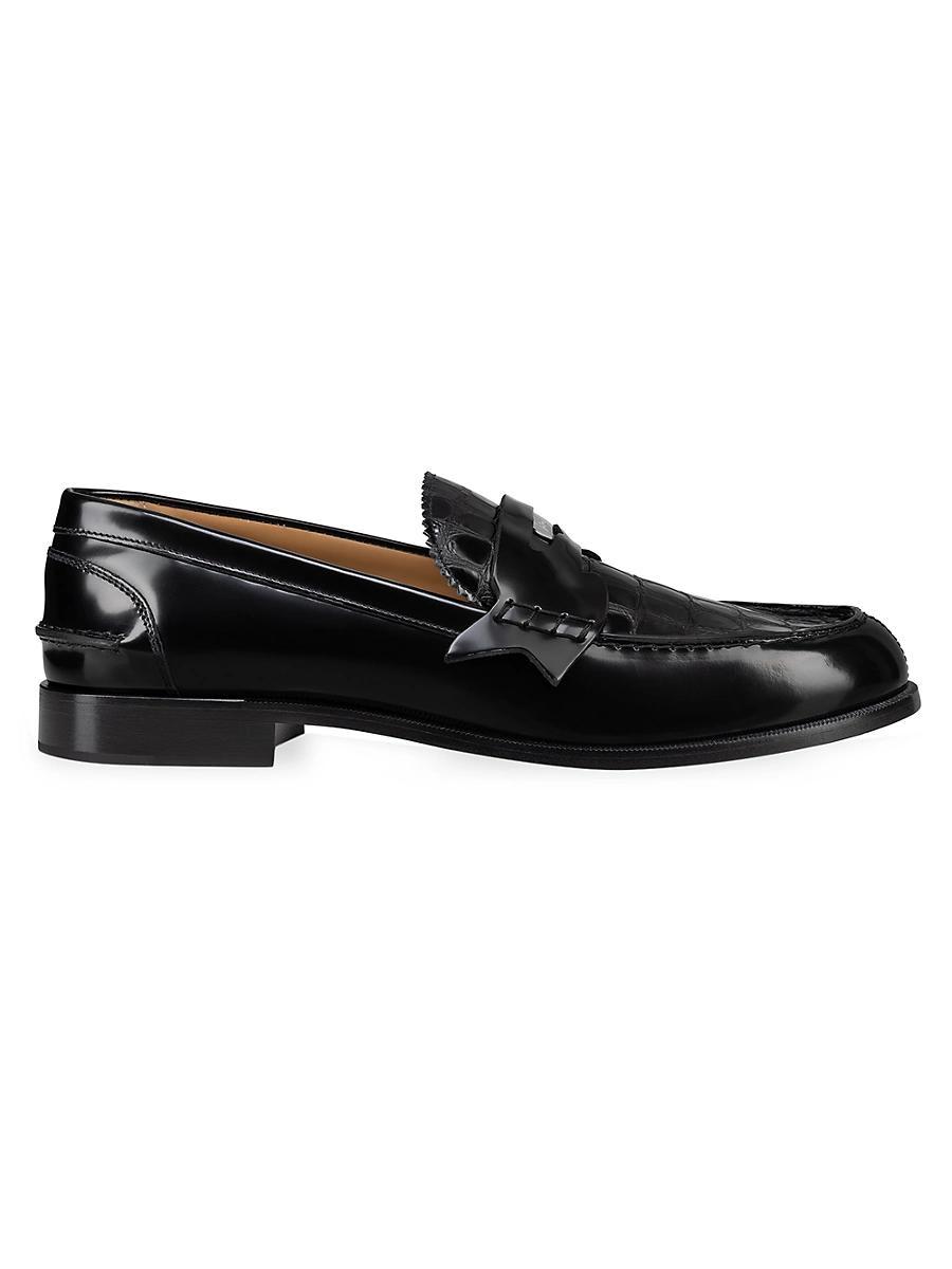 Mens Alligator-Print Leather Penny Loafers Product Image