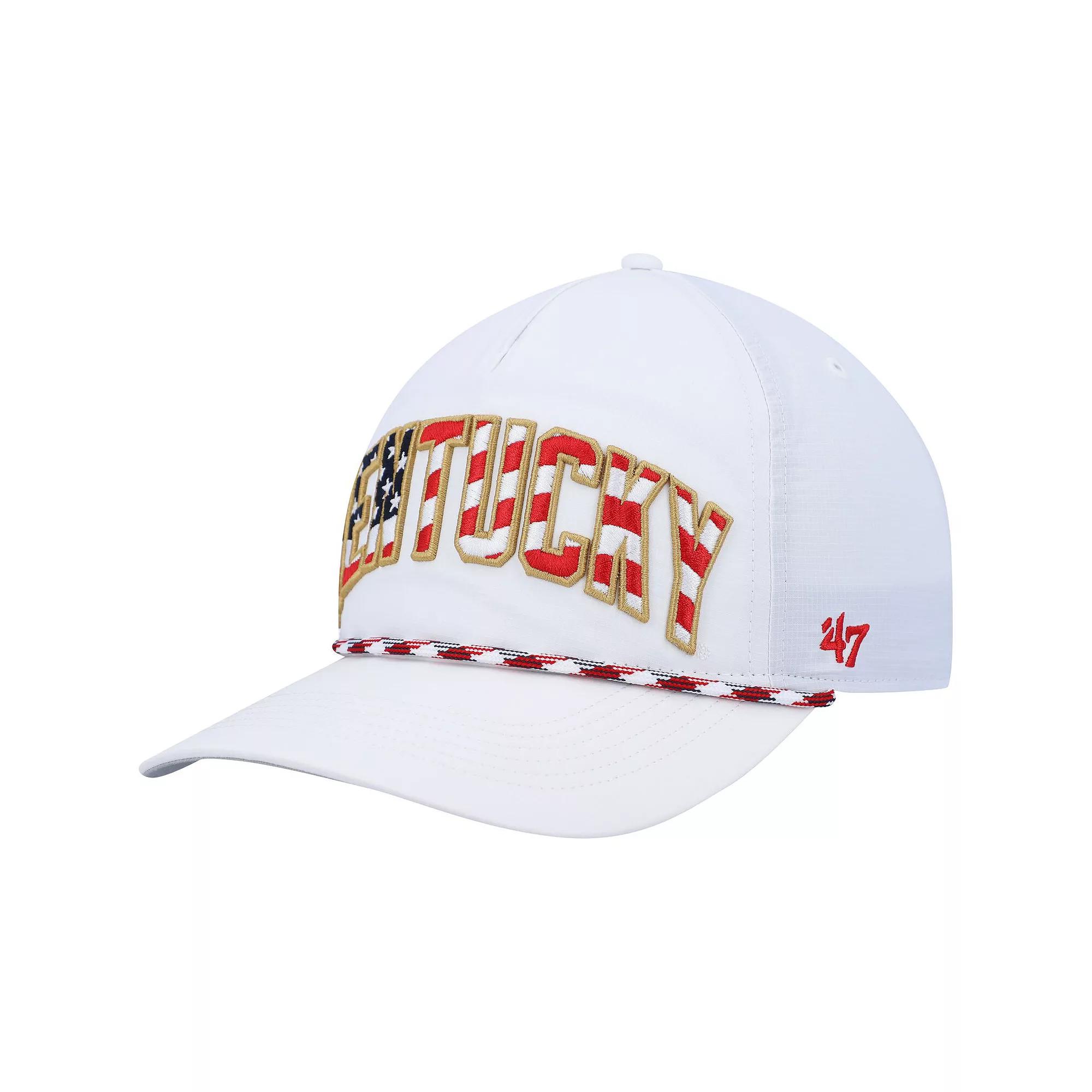 Men's '47 White Kentucky Wildcats Stars and Stripes Flag Flutter Hitch Snapback Hat Product Image