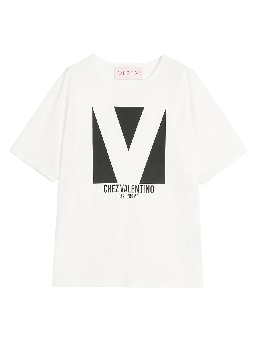 Womens Jersey Cotton T-Shirt with Chez Valentino Print Product Image