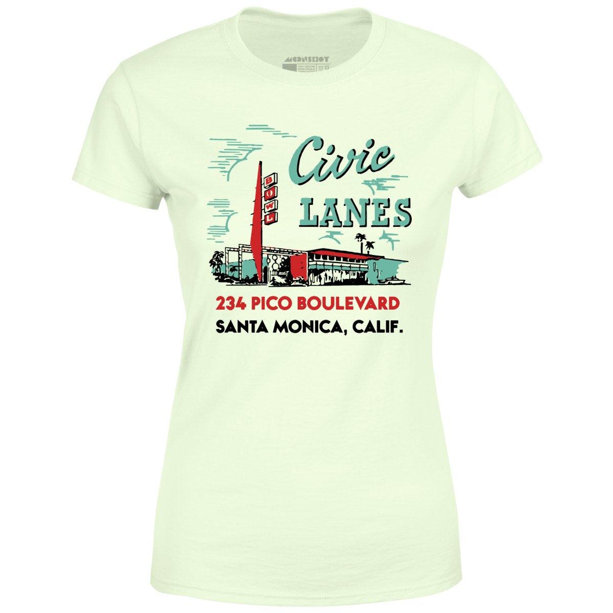 Civic Lanes - Santa Monica, CA - Vintage Bowling Alley - Women's T-Shirt Female Product Image
