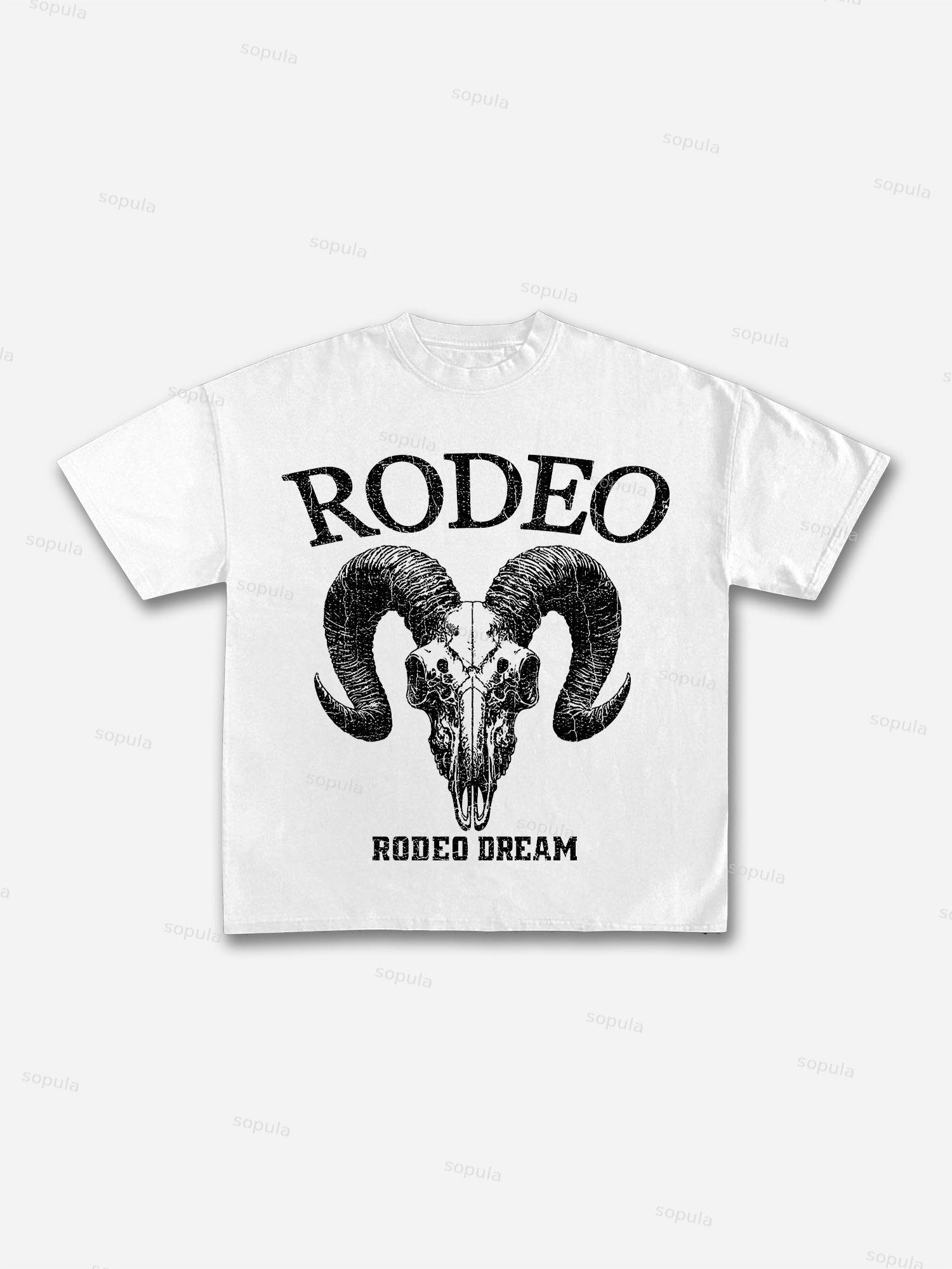 Rodeo Bull Head Print Cotton T-shirt Product Image