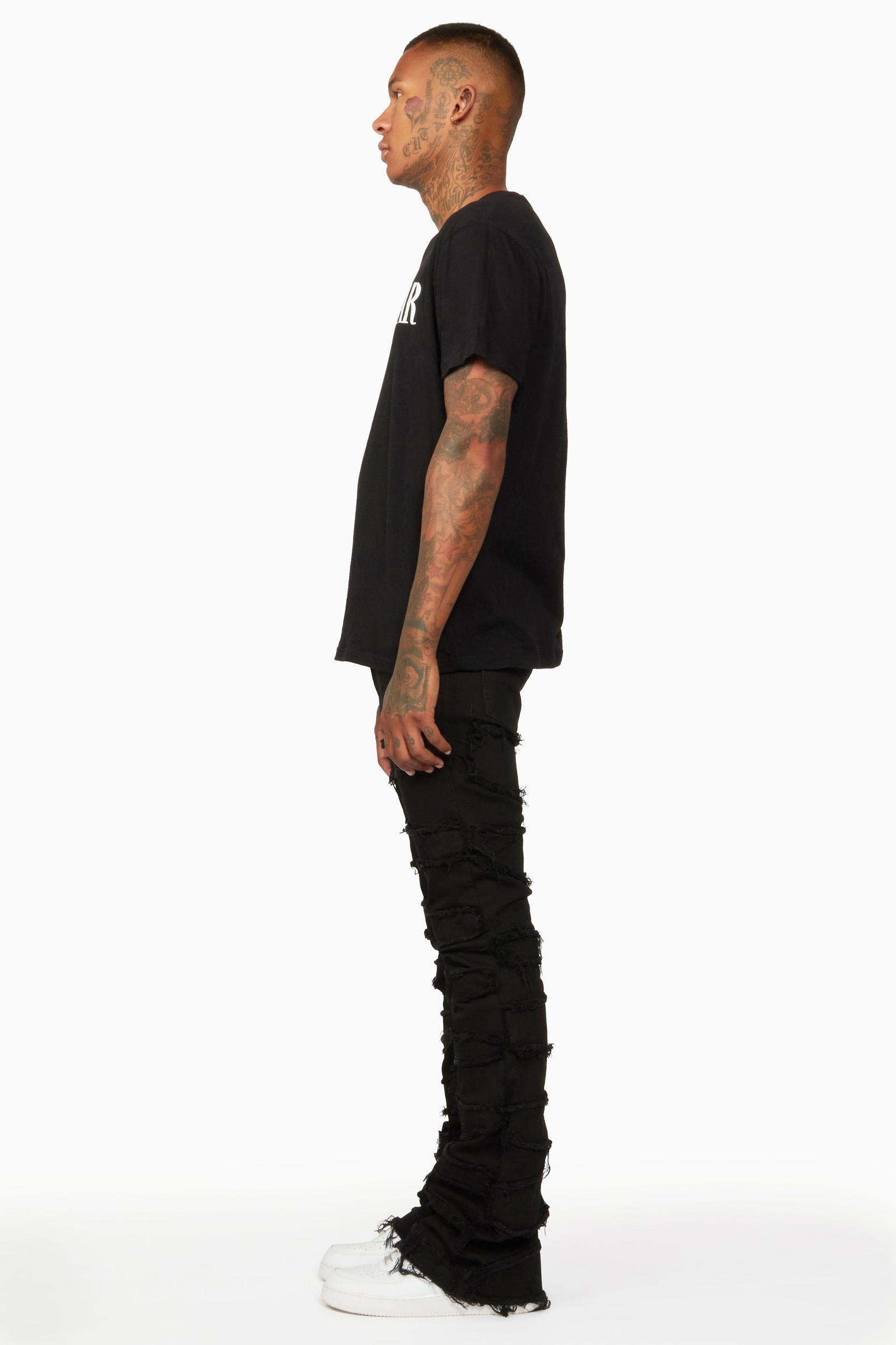 Shake Black Stacked Flare Jean Male Product Image