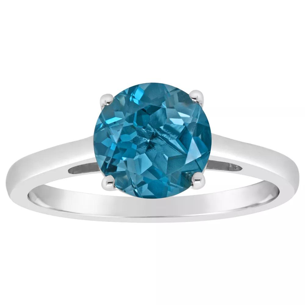 Alyson Layne 14k Gold Round London Blue Topaz Solitaire Ring, Women's, Size: 9, 14k White Gold Product Image