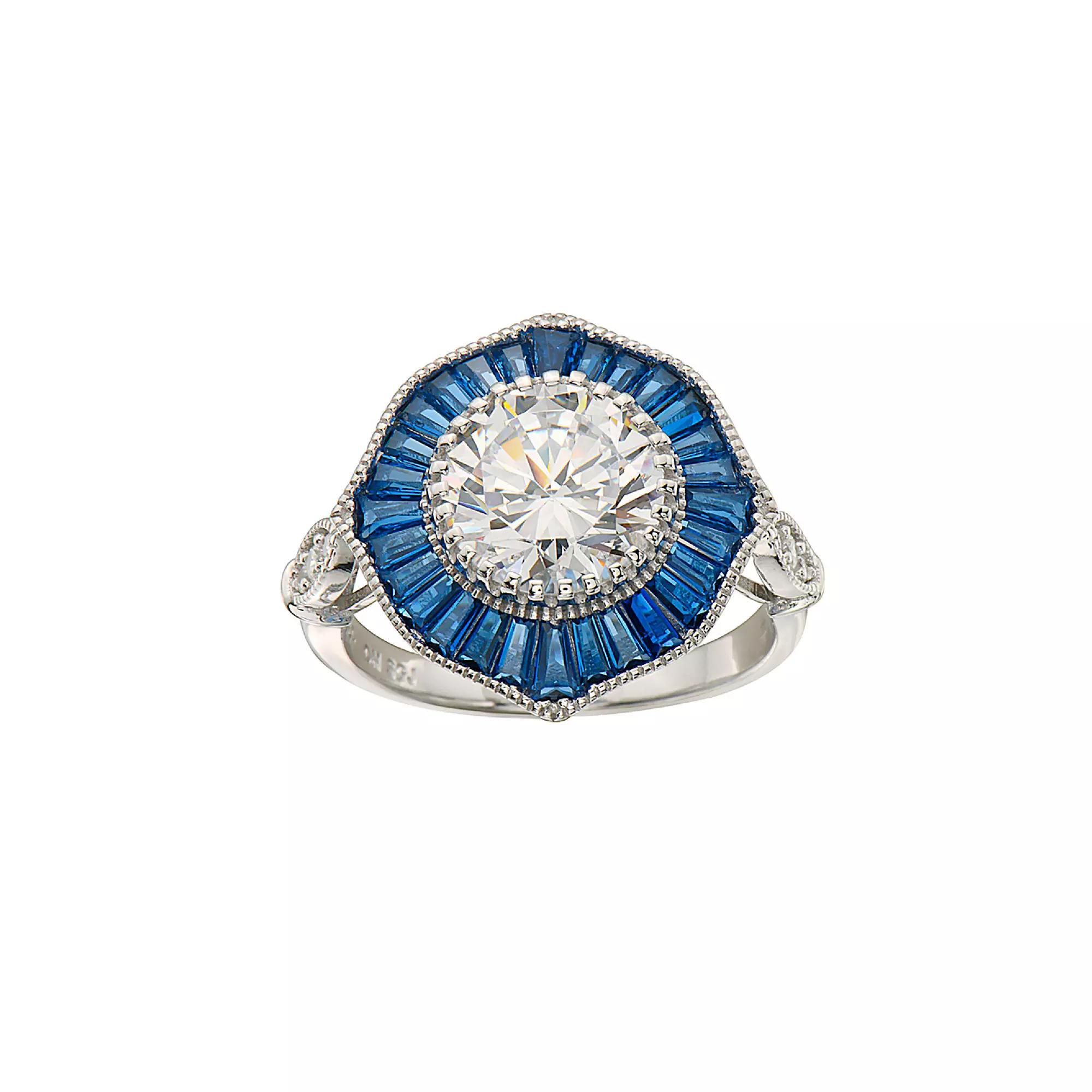 Sterling Silver Cubic Zirconia Baguette Cocktail Ring, Women's,  Product Image