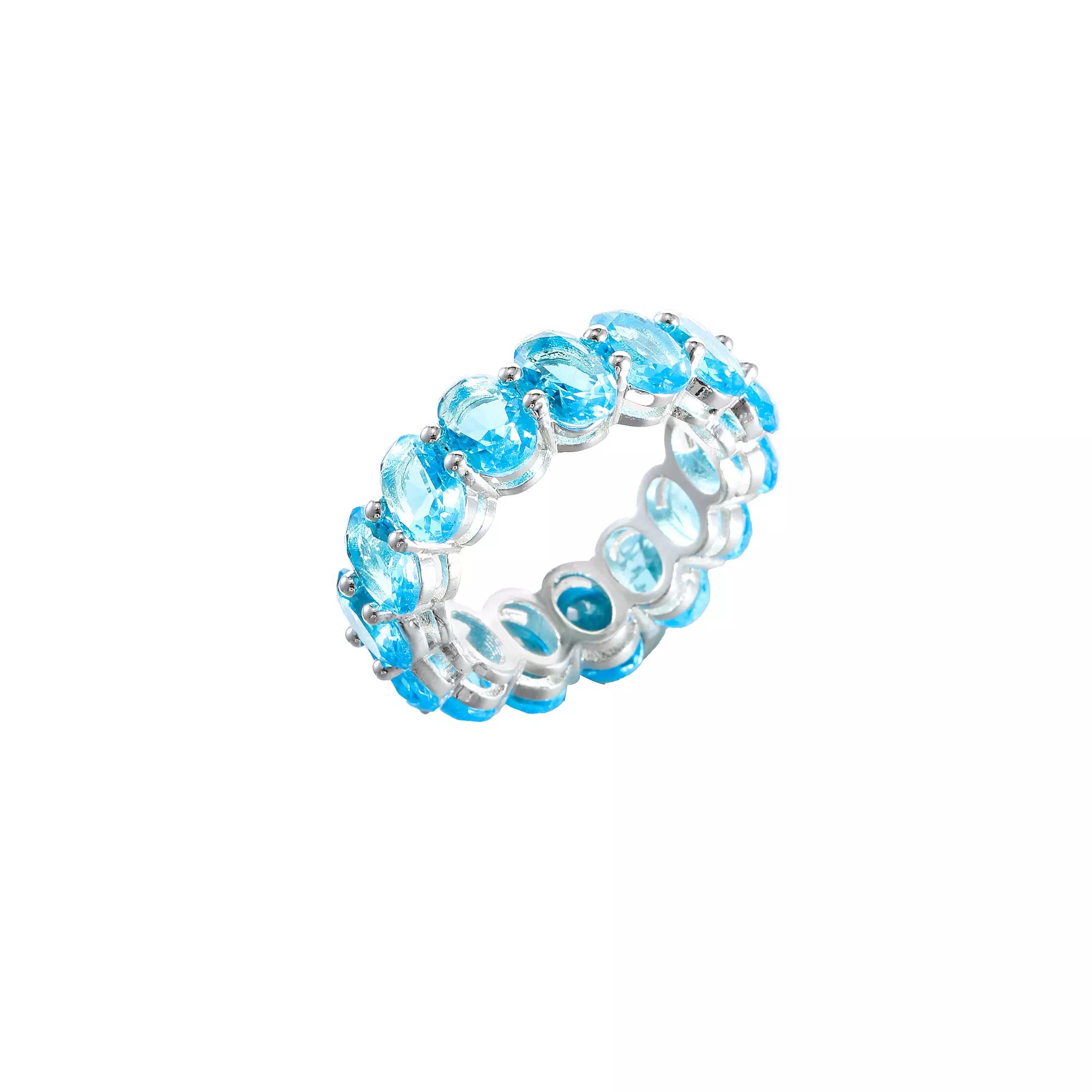 City Luxe Crystal Eternity Band Ring, Women's, Size: 10, March Silver Tone Product Image