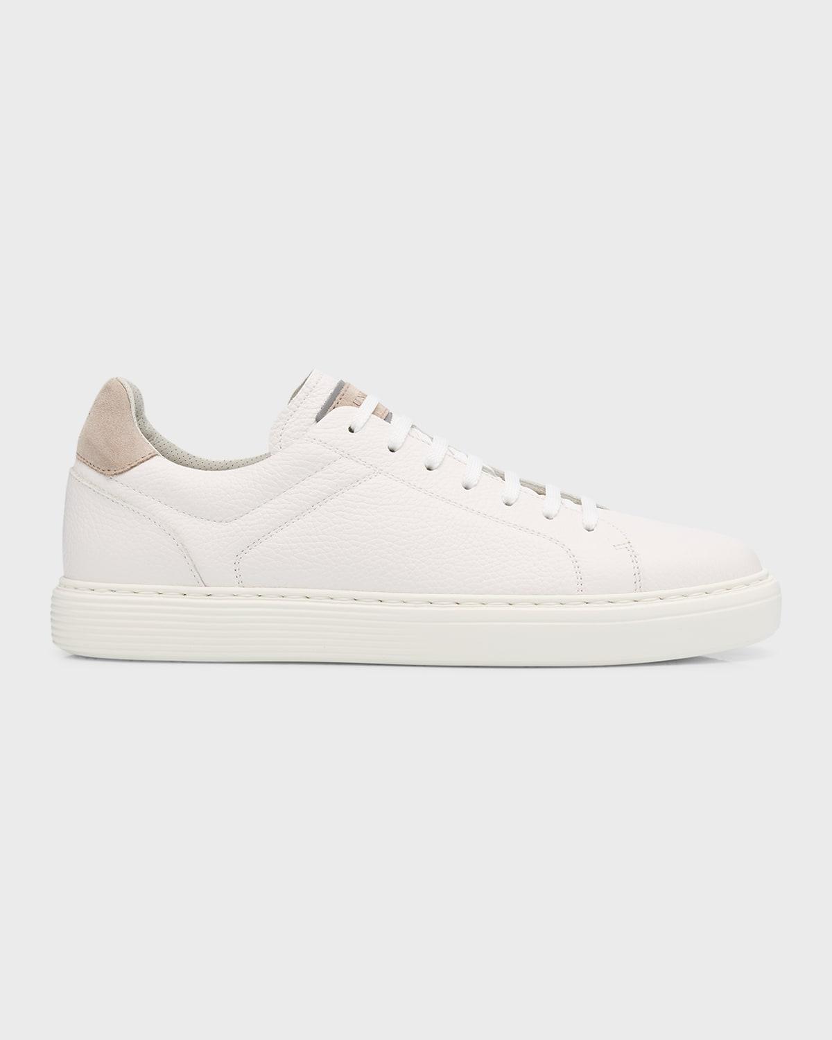 Men's Grained Calfskin Low-Top Sneakers Product Image