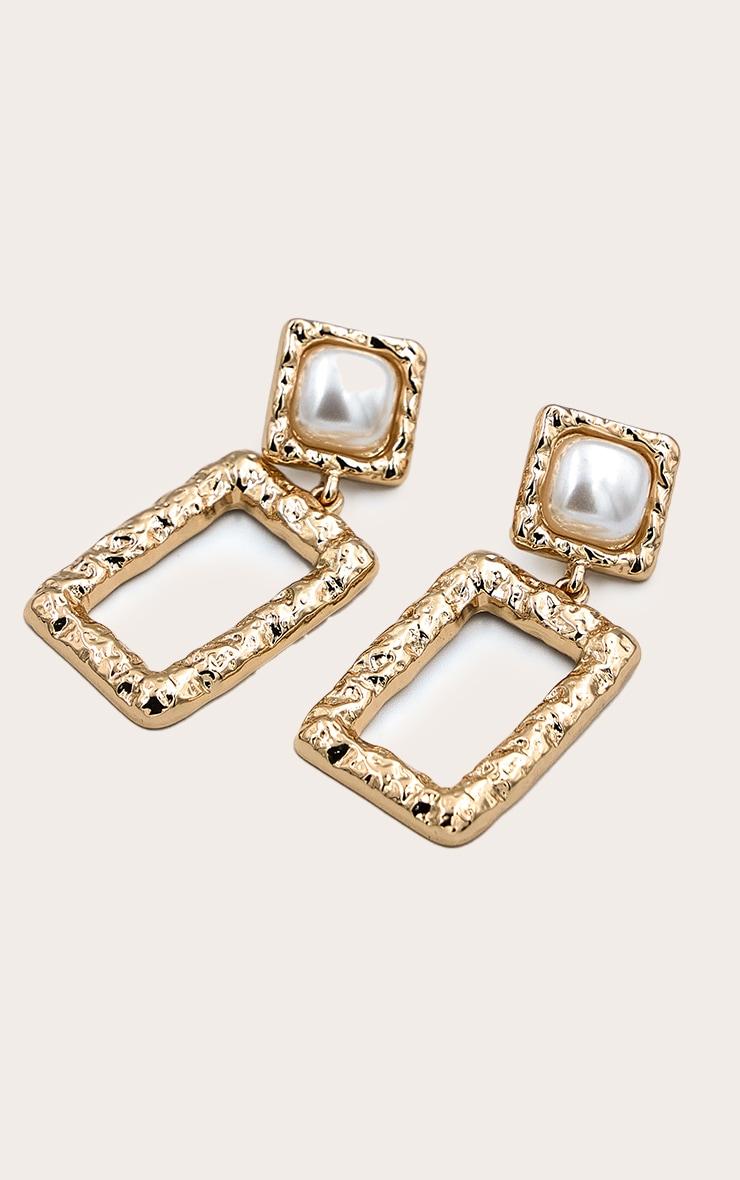 Gold Rectangular Pendant Statement Earrings Product Image