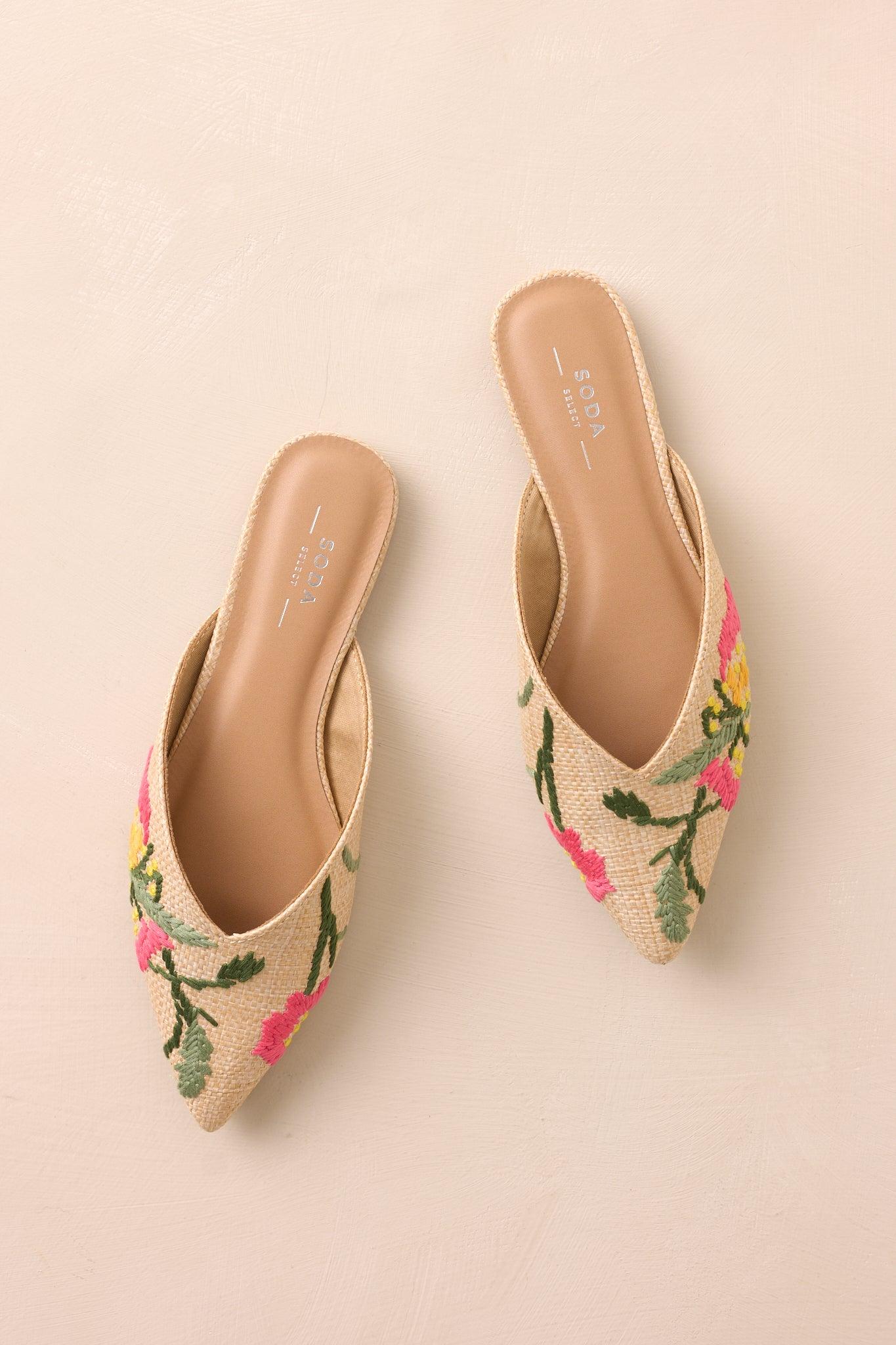 Wildflower Wander Natural Raffia Pointed Toe Flat Product Image