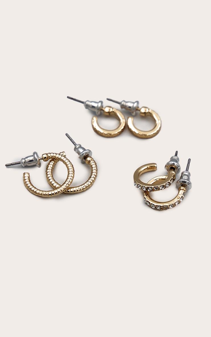 Gold Diamante Hoop & Stud Multipack Earrings Product Image