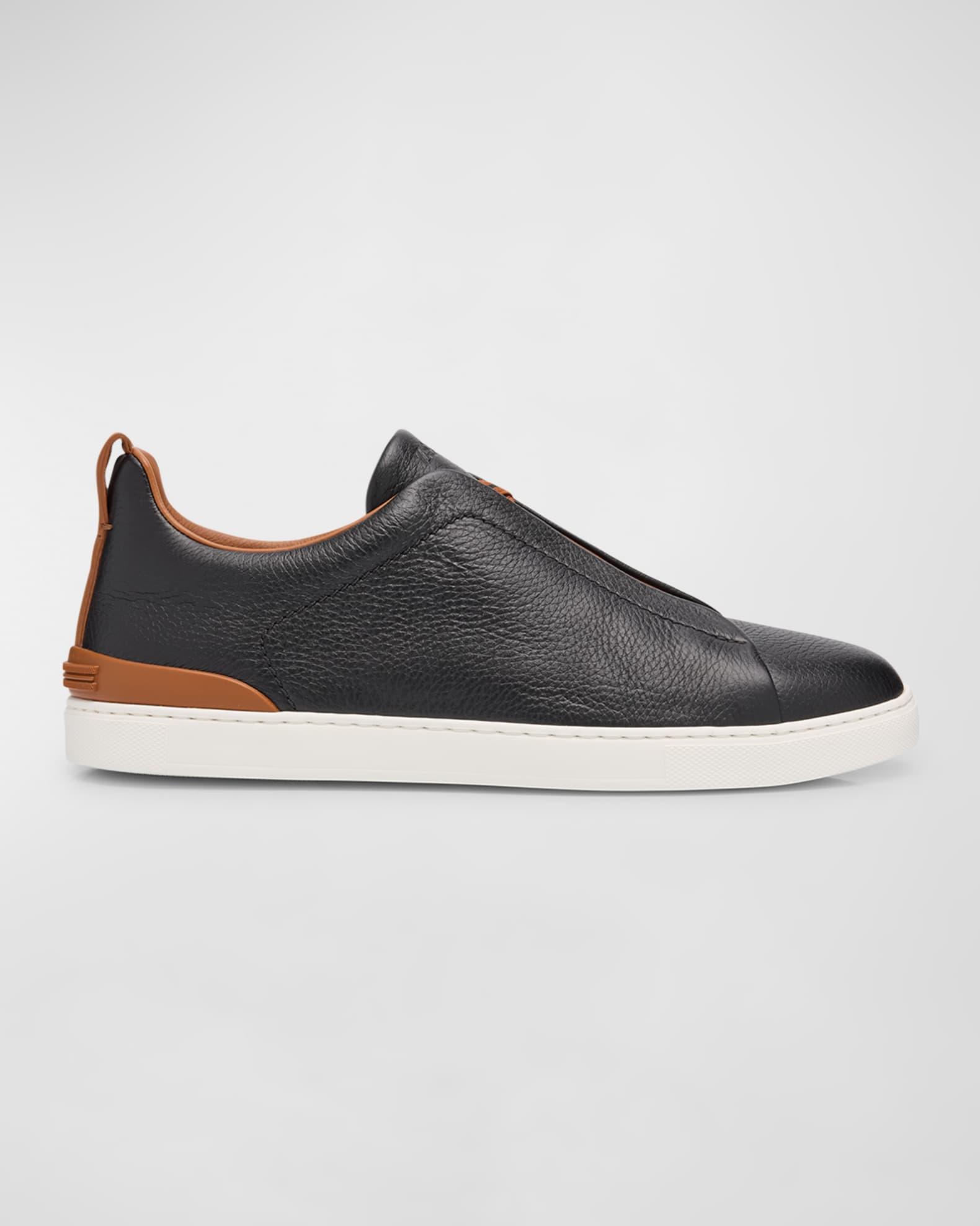Zegna Mens Deerskin Triple Stitch Low Top Sneakers Product Image