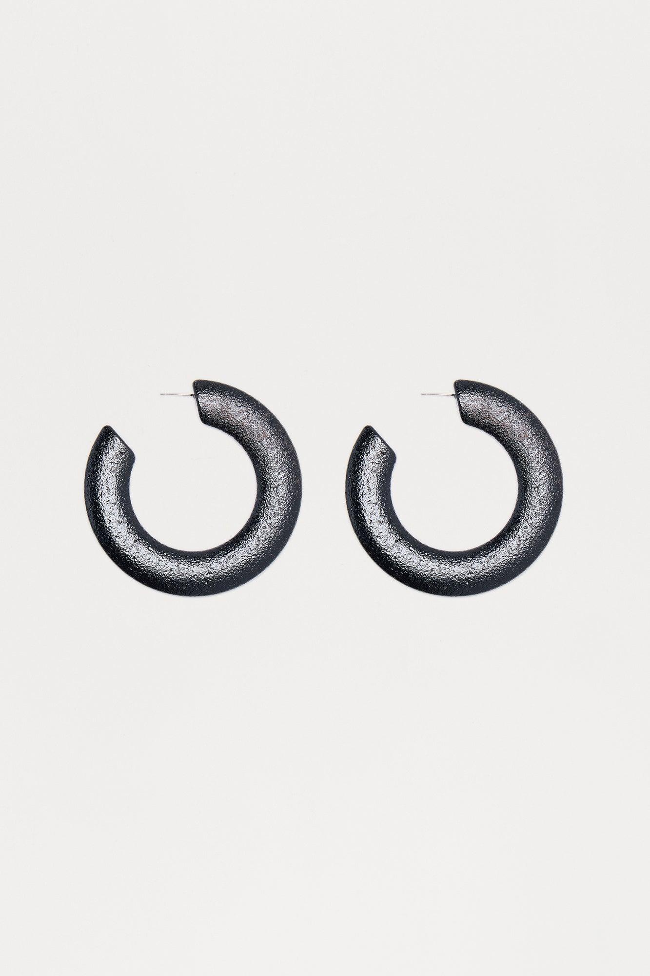 Noire Hoop Earrings - Black Female Product Image
