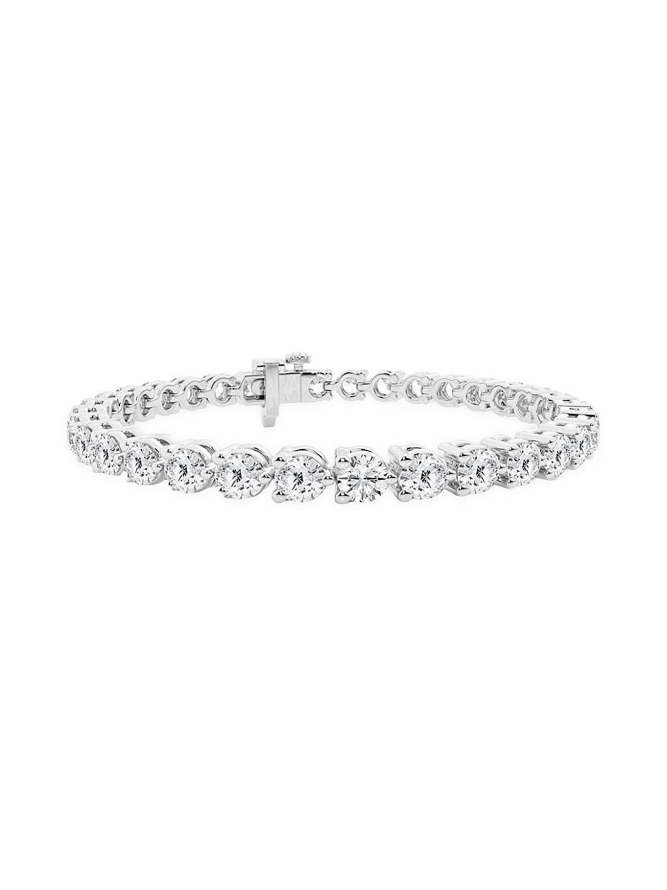 Womens 14K White Gold & Lab-Grown Diamond Tennis Bracelet Product Image