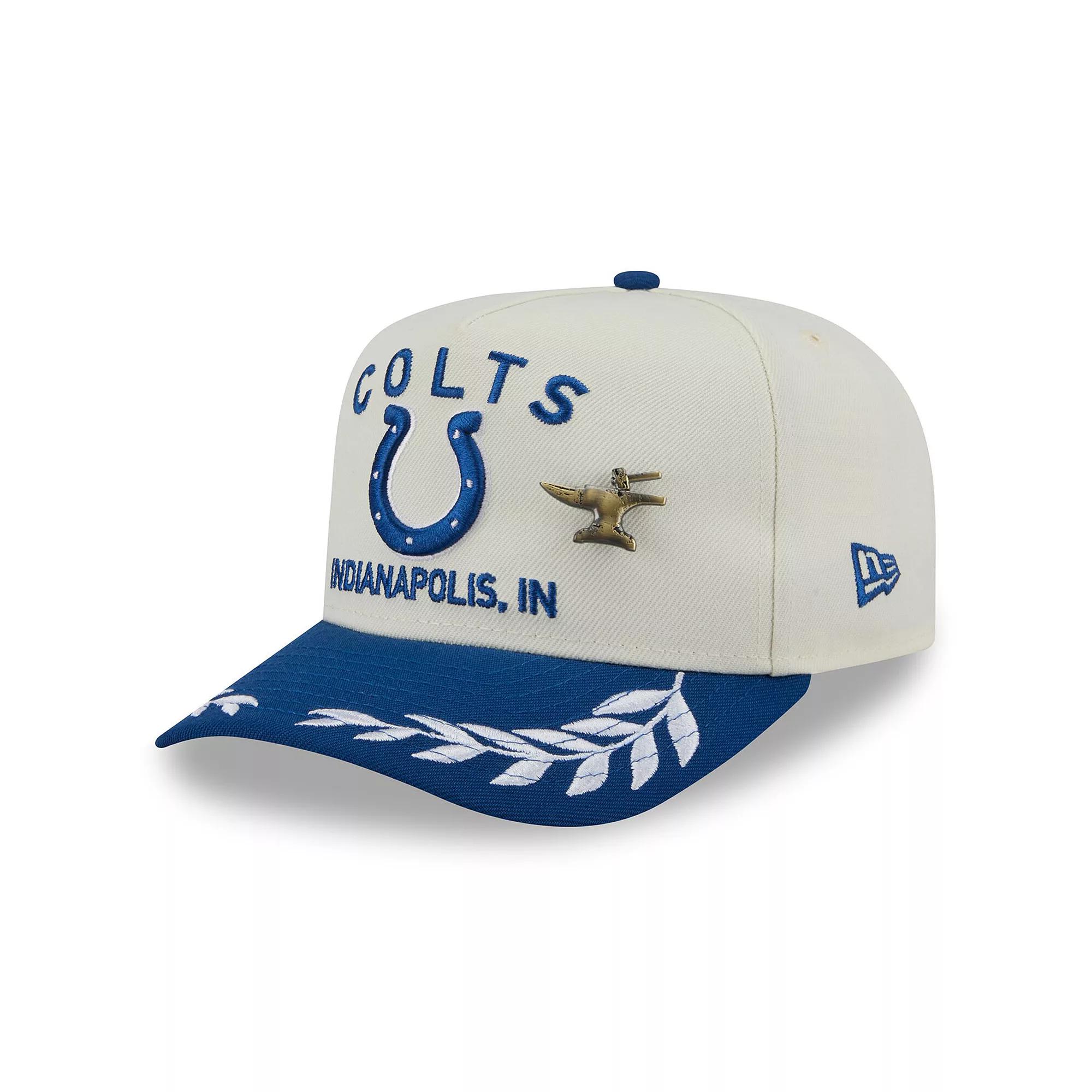 Men's New Era Cream/Royal Indianapolis Colts 2025 NFL Draft A-Frame 59FIFTY Fitted Hat, Size: 7 1/2, Beige Product Image