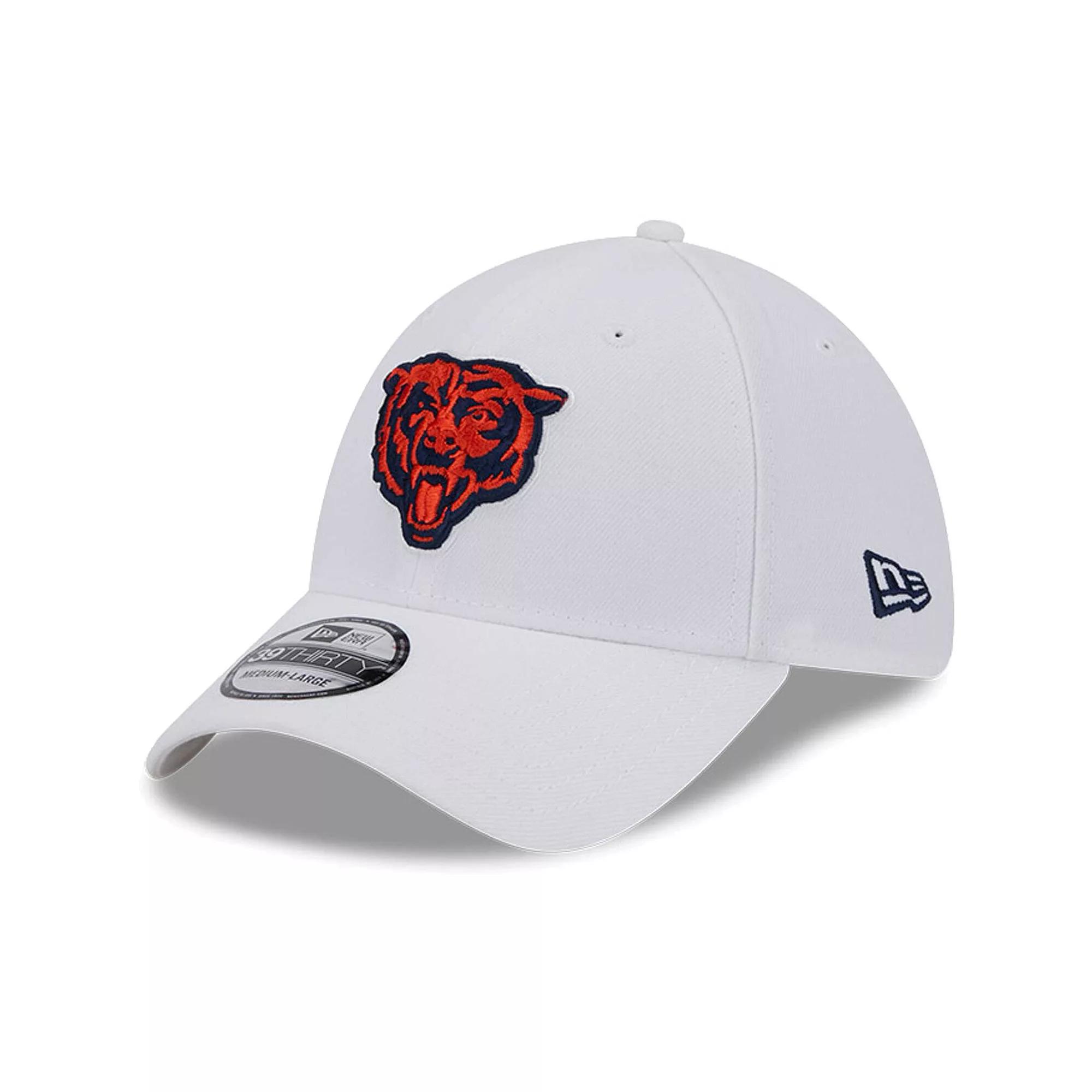 Men's New Era White Chicago Bears Main 39THIRTY Flex Hat, Size: Medium/Large Product Image