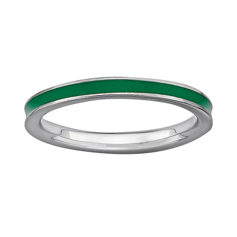 Stacks & Stones Sterling Silver Green Enamel Stack Ring, Women's, Size: 7 Product Image