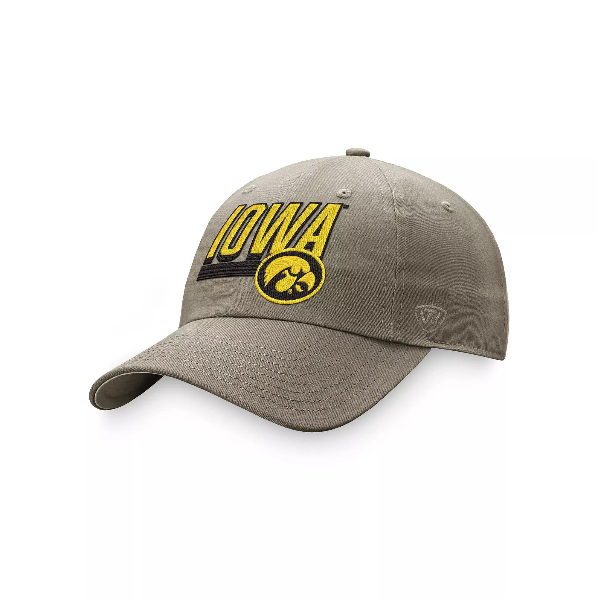 Men's Top of the World Khaki Iowa Hawkeyes Slice Adjustable Hat, Beig K Product Image