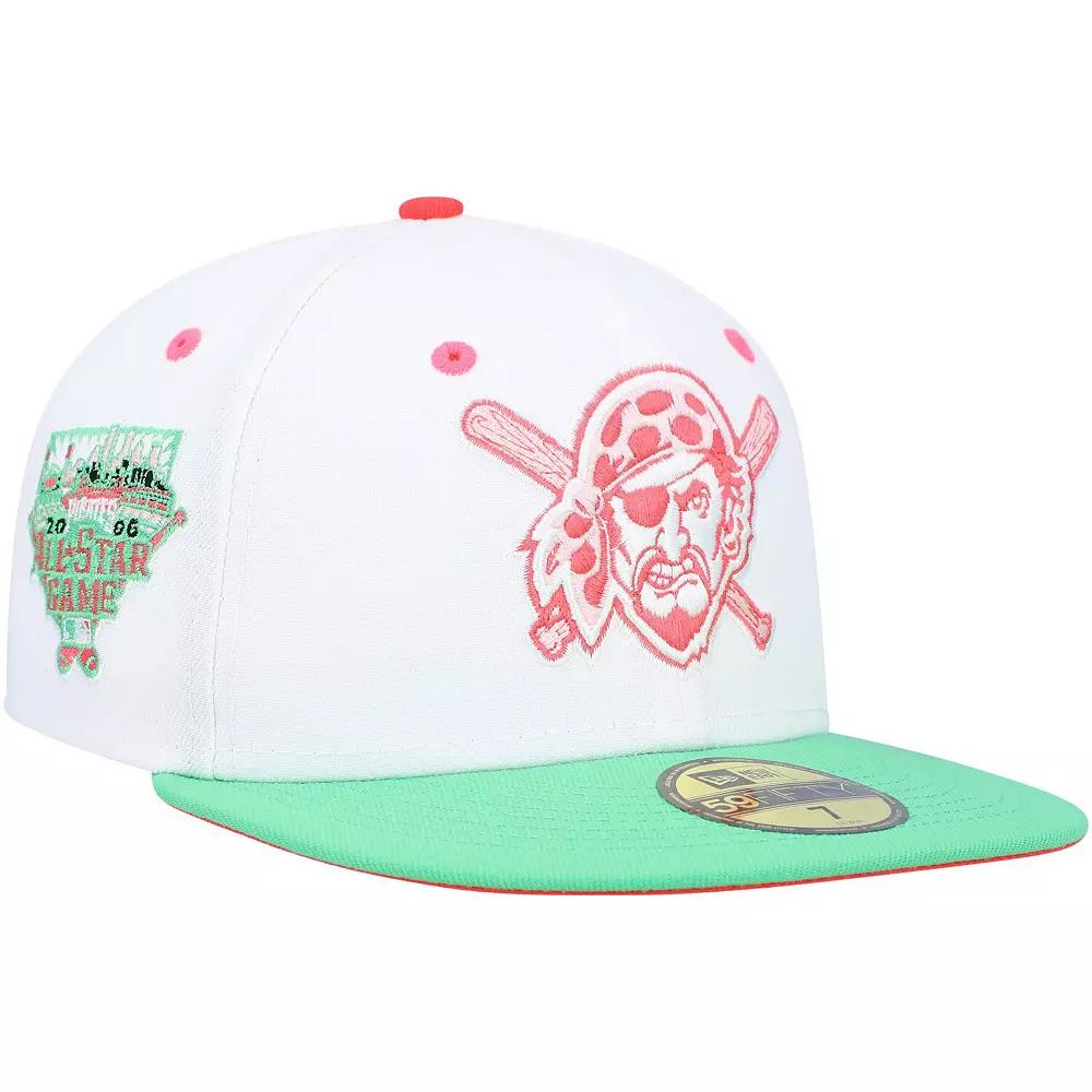 Men's New Era White/Green Pittsburgh Pirates  Watermelon Lolli 59FIFTY Fitted Hat, Size: 7 1/4 Product Image